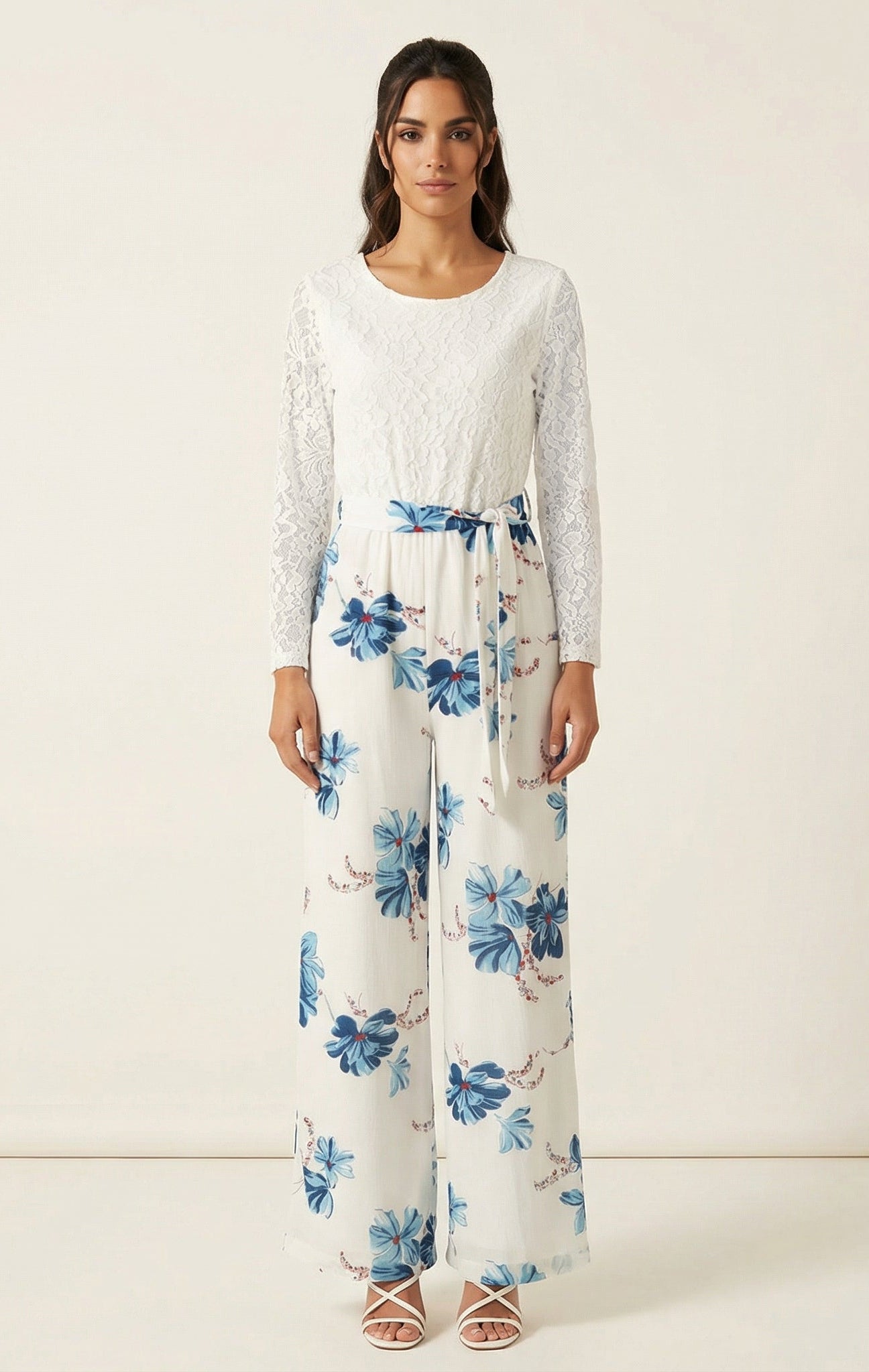 White and Blue floral jumpsuits Kabayare