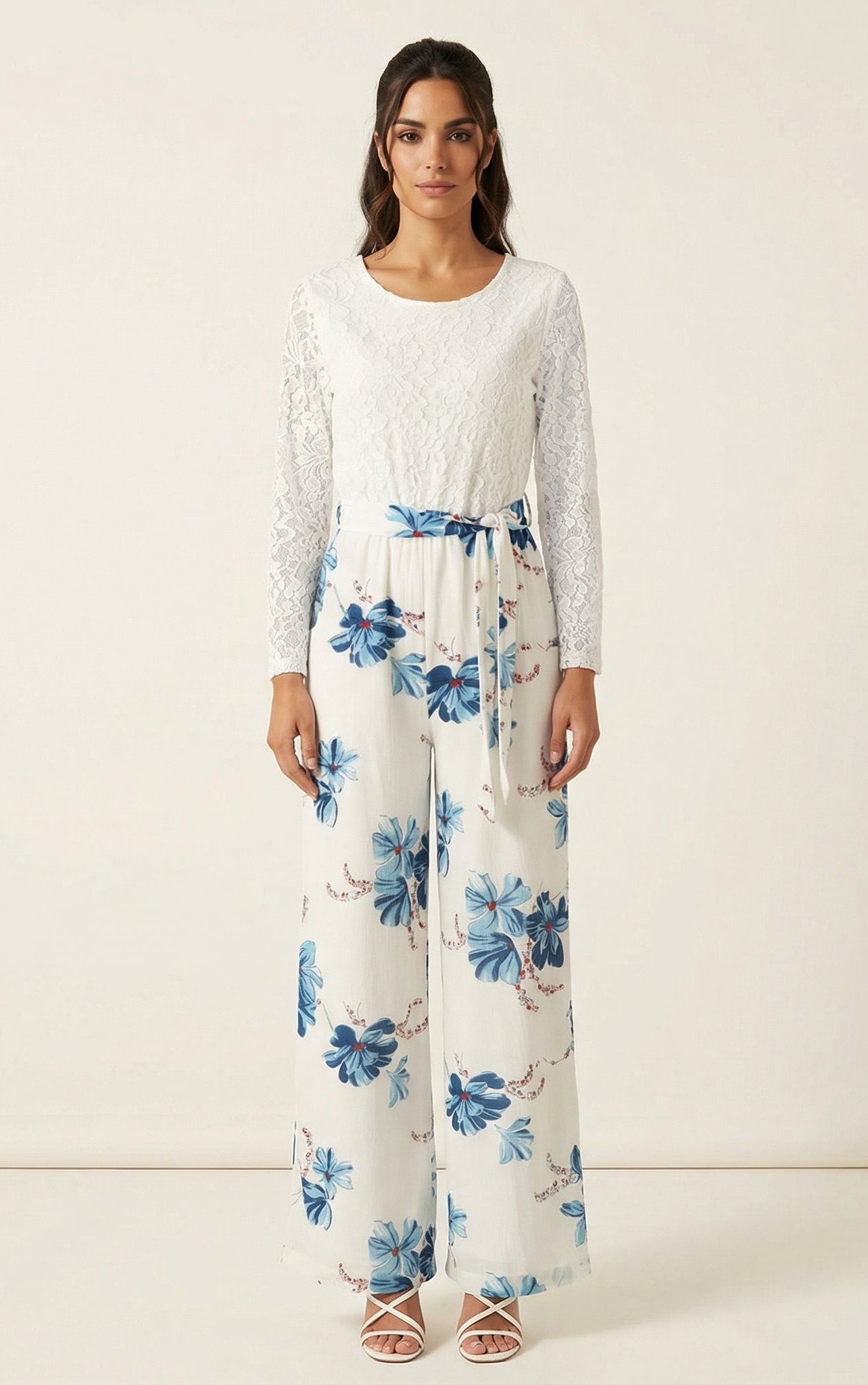 White and Blue floral jumpsuits Kabayare