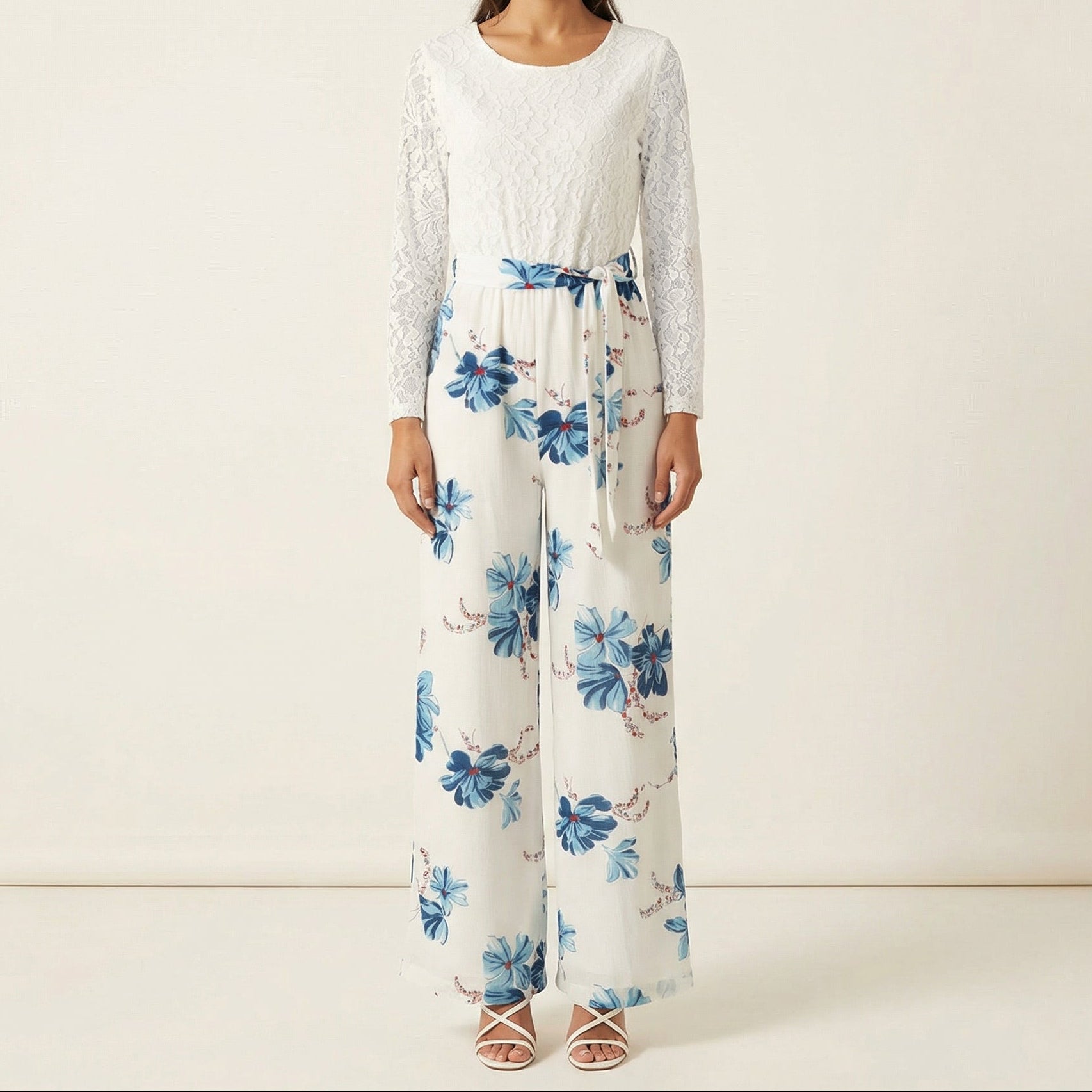 White and Blue floral jumpsuits Kabayare