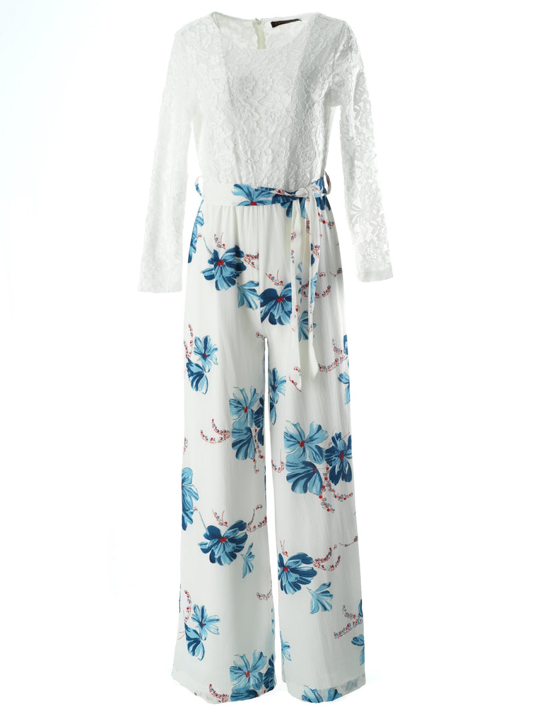 White and Blue floral  jumpsuits Kabayare