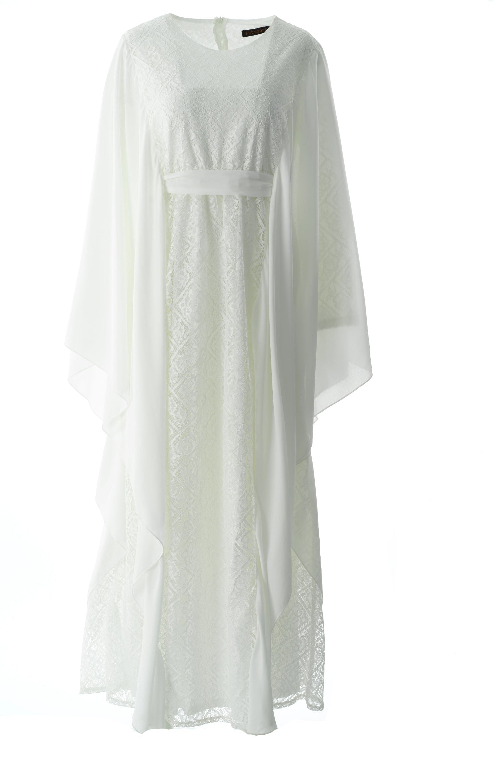 white butterfly Chiffon abaya Kabayare