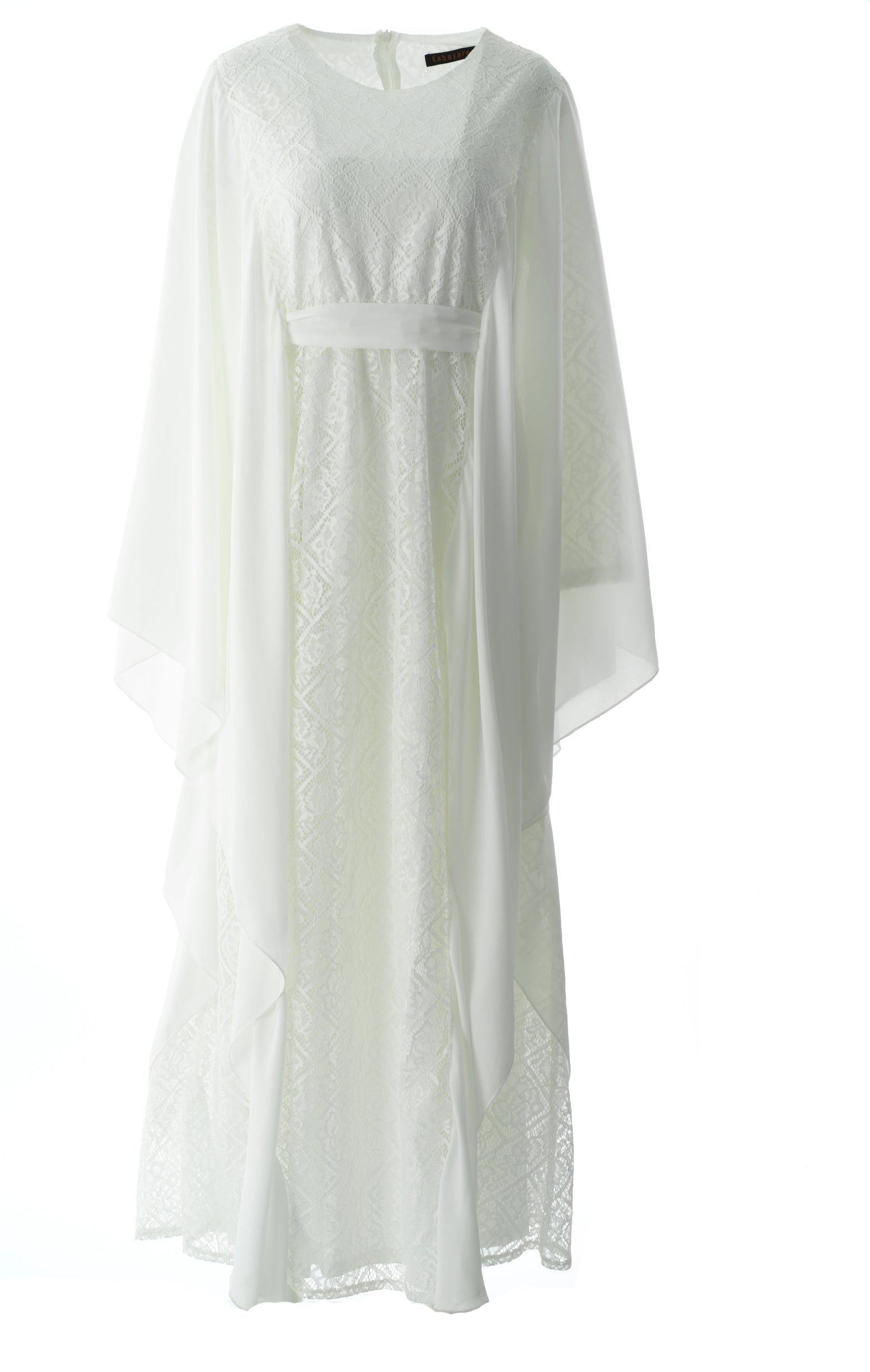 white butterfly Chiffon abaya Kabayare