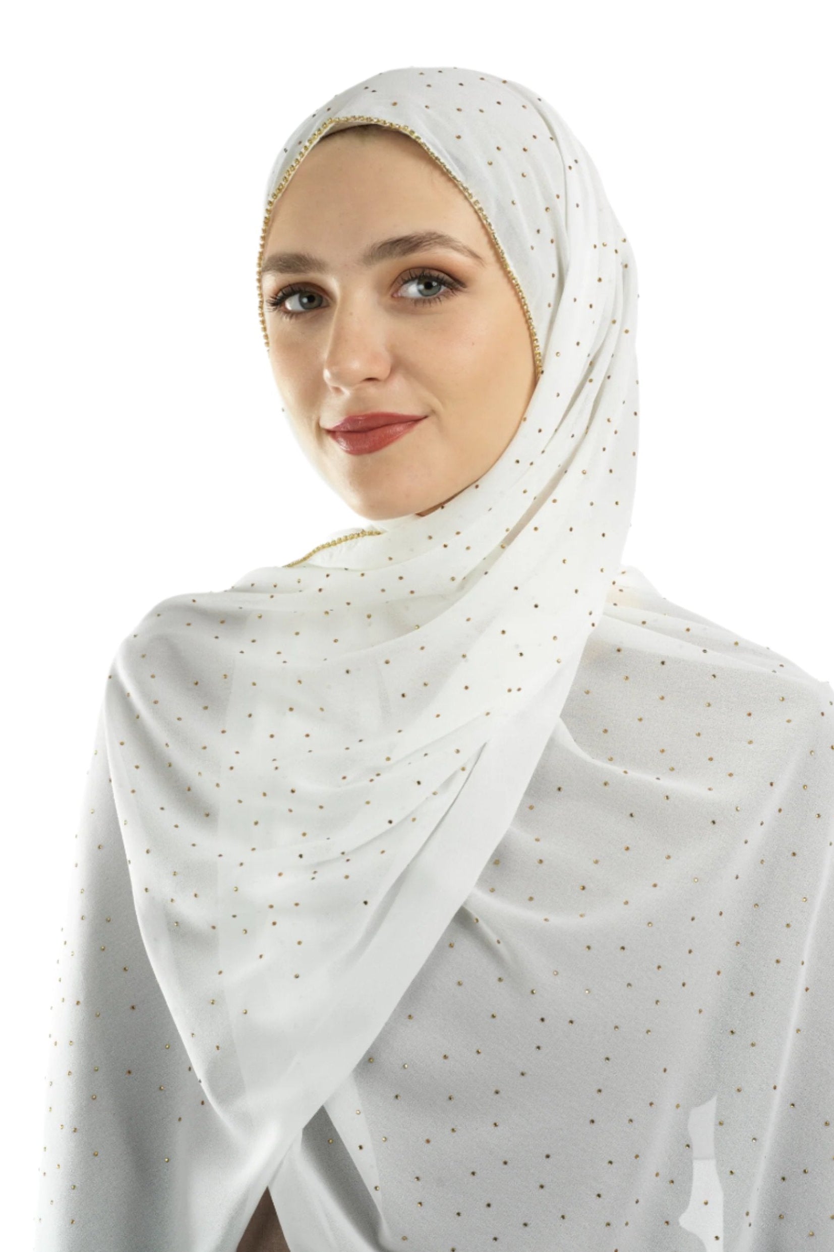 White Glamour chiffon hijab Kabayare