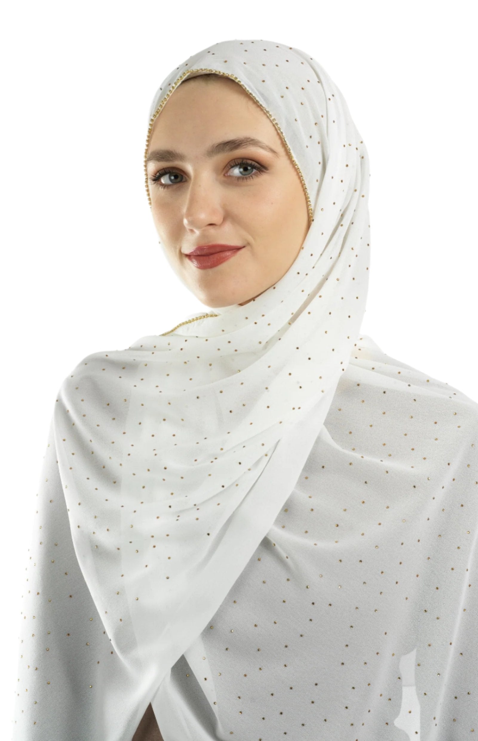 White Glamour chiffon hijab Kabayare