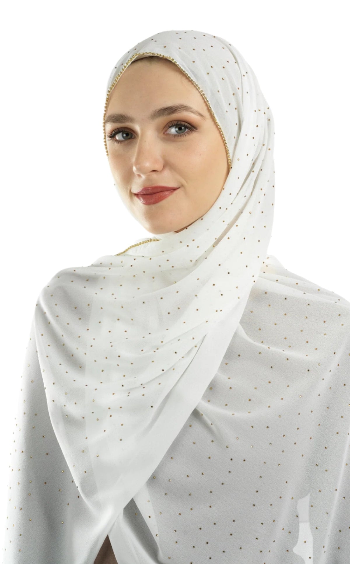 White Glamour chiffon hijab Kabayare