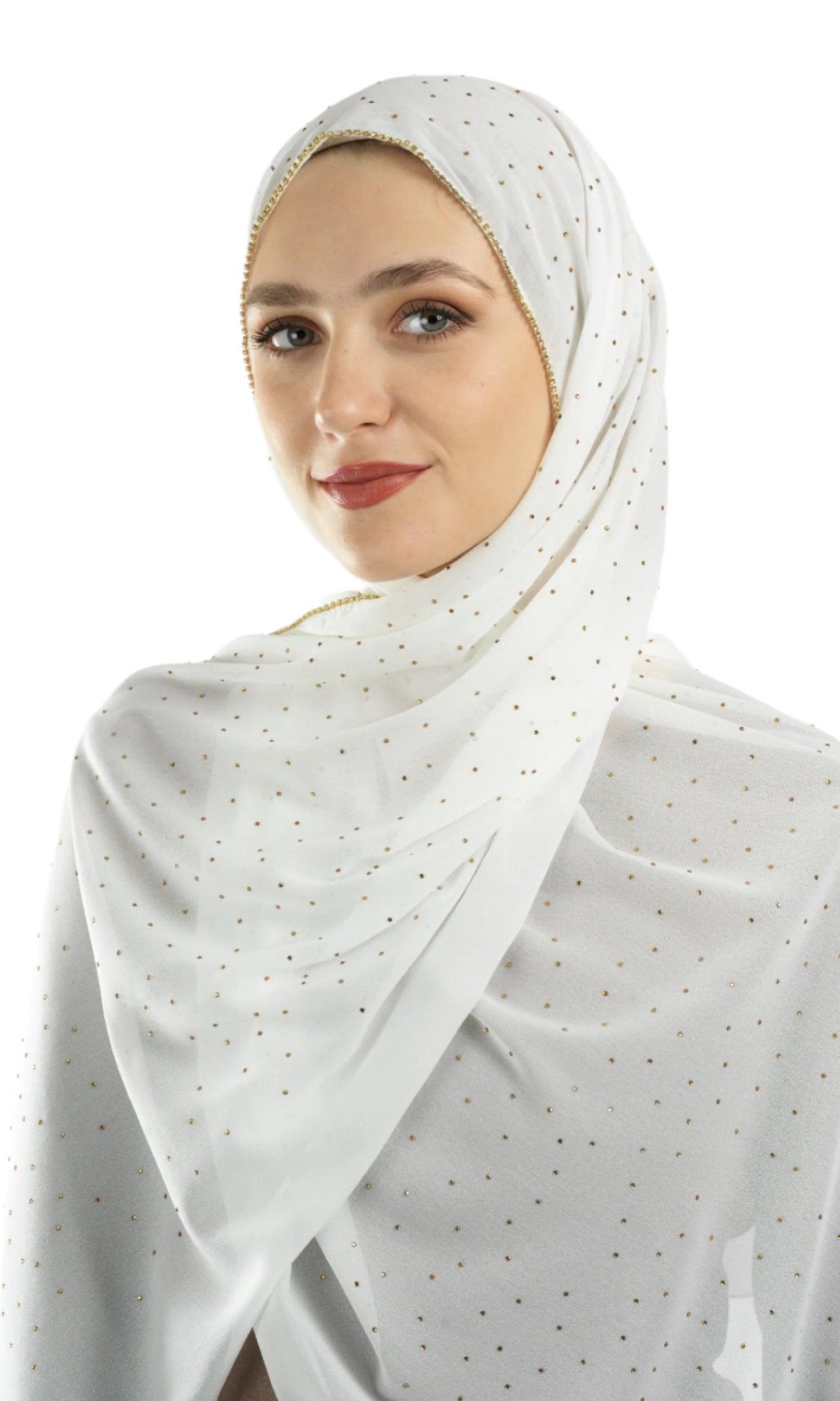 White Glamour chiffon hijab Kabayare