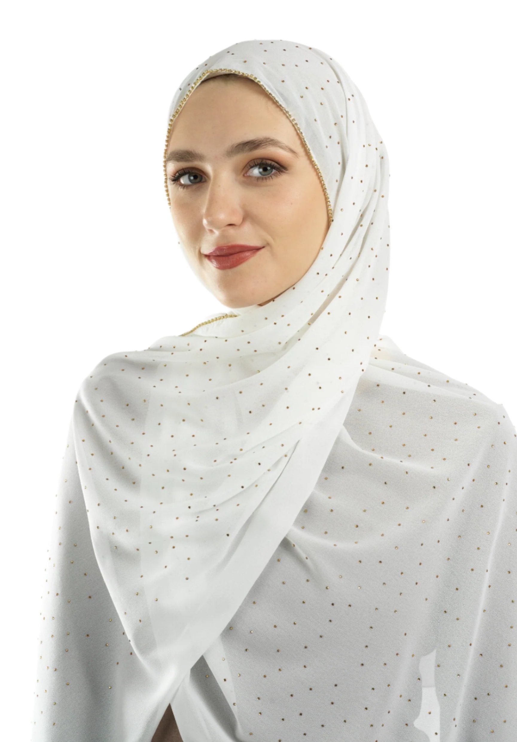 White Glamour chiffon hijab Kabayare