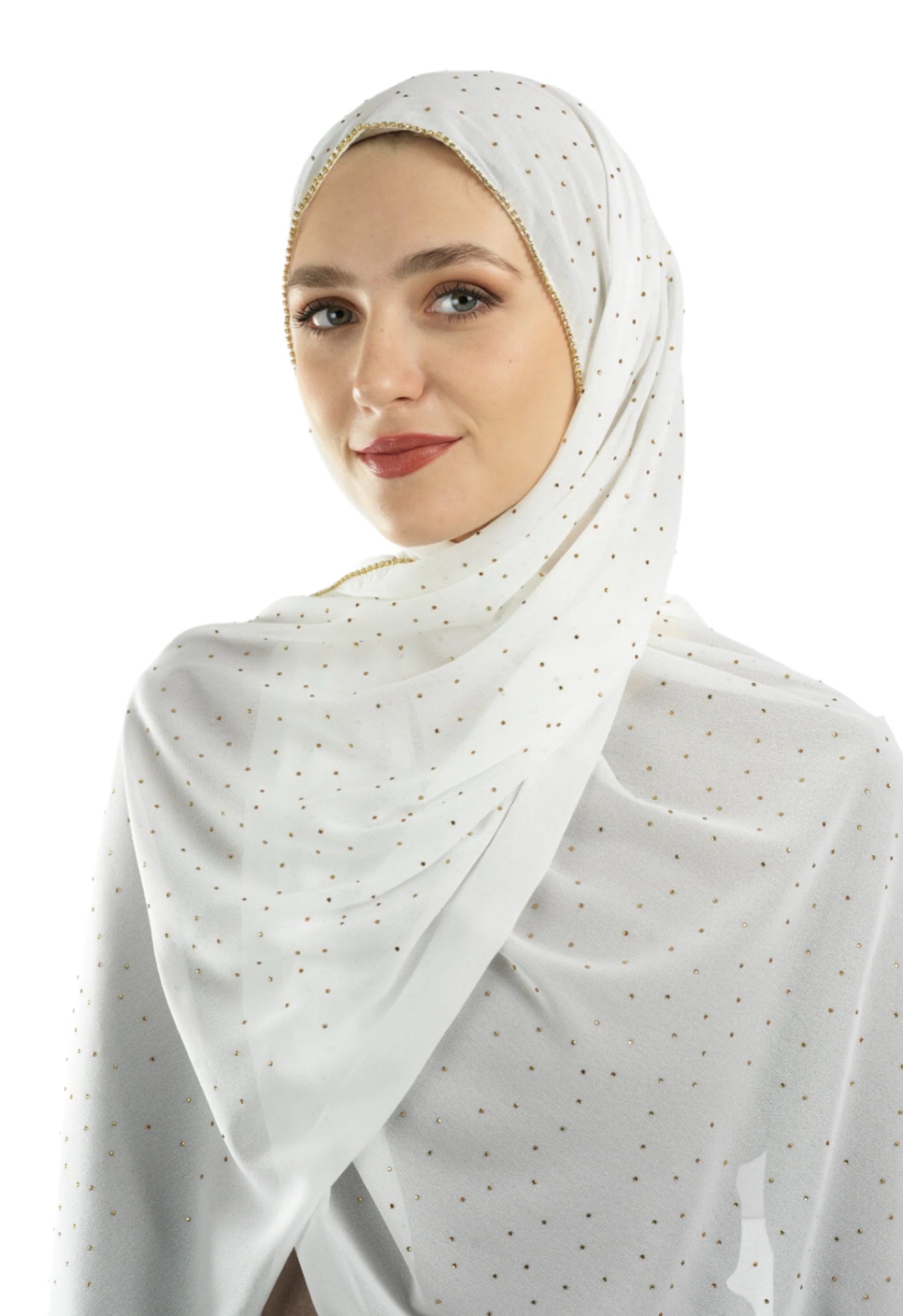 White Glamour chiffon hijab Kabayare