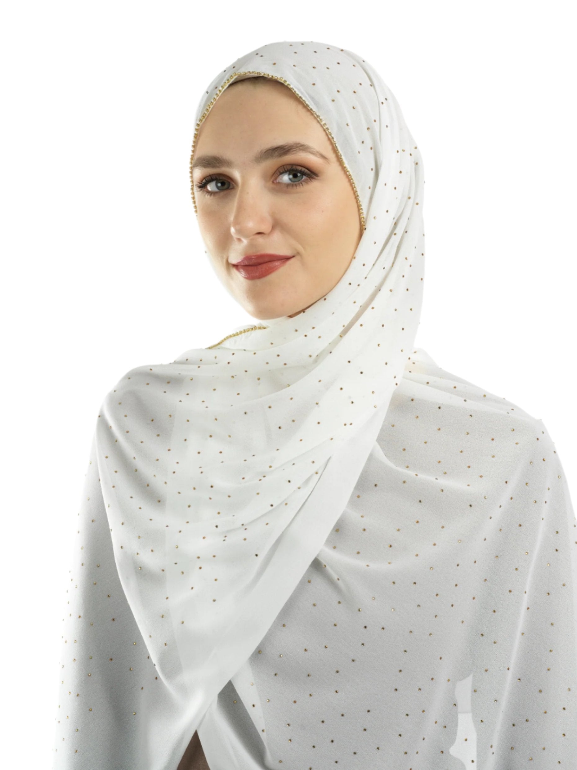 White Glamour chiffon hijab Kabayare