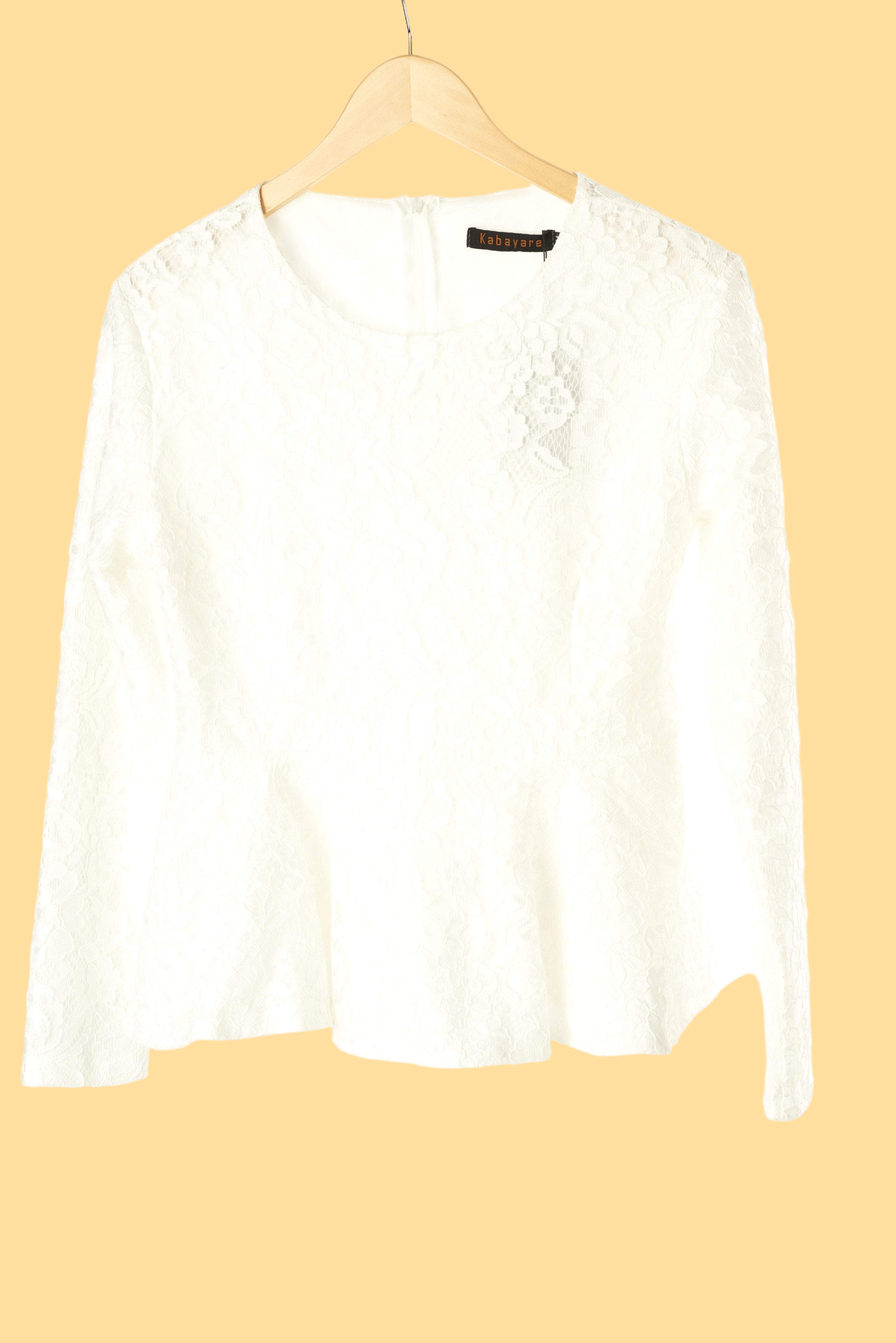 White Lace Peplum Top Kabayare