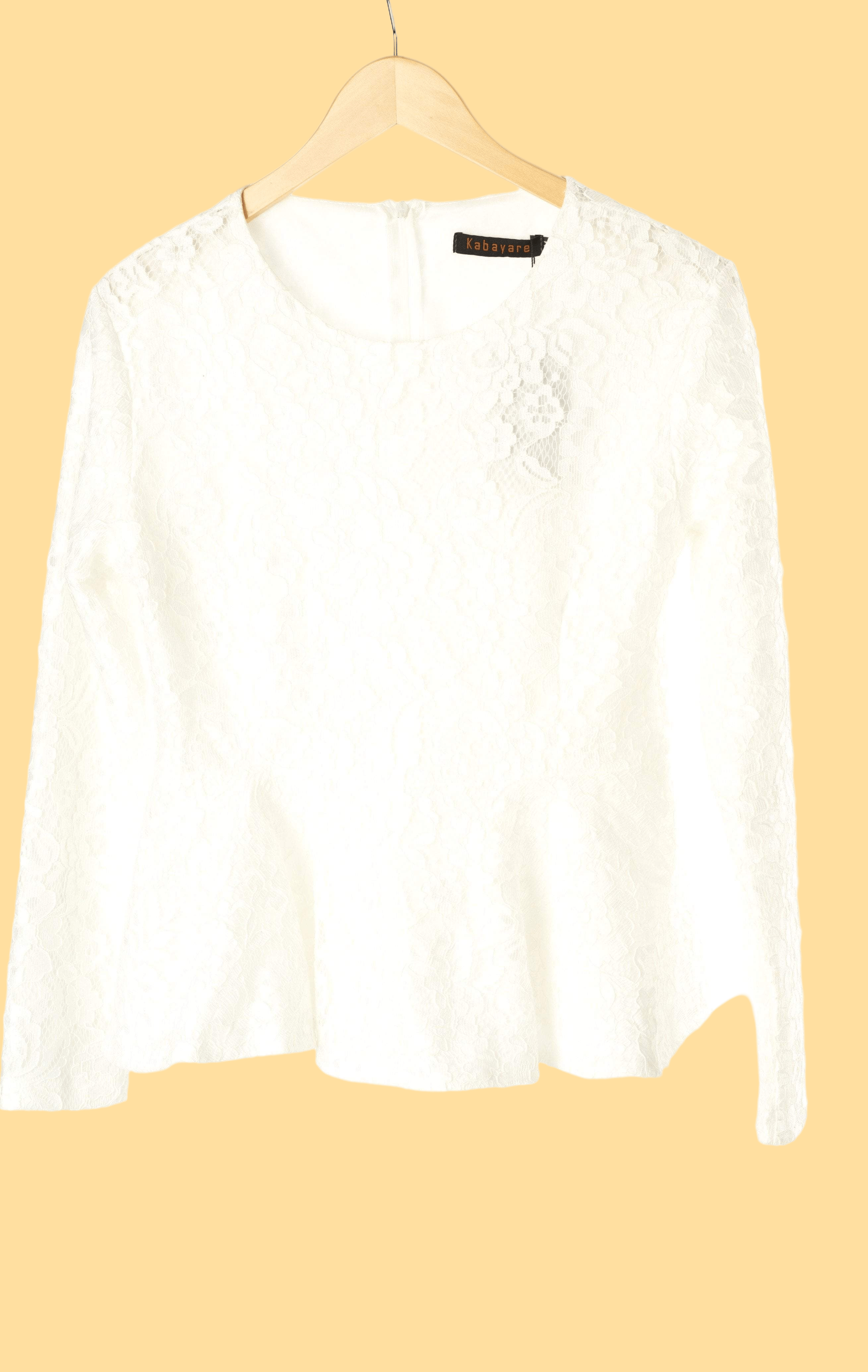 White Lace Peplum Top Kabayare