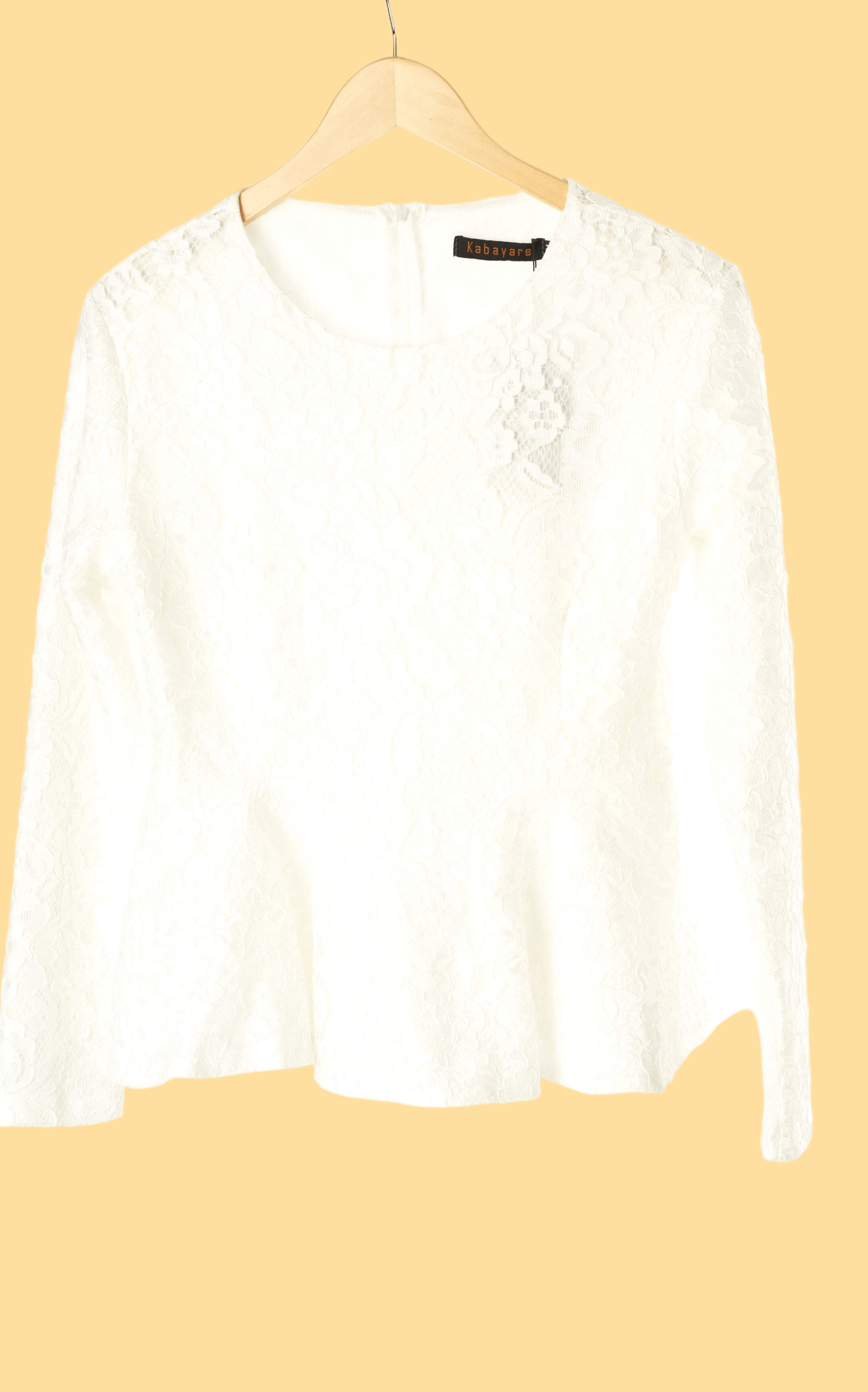 White Lace Peplum Top Kabayare