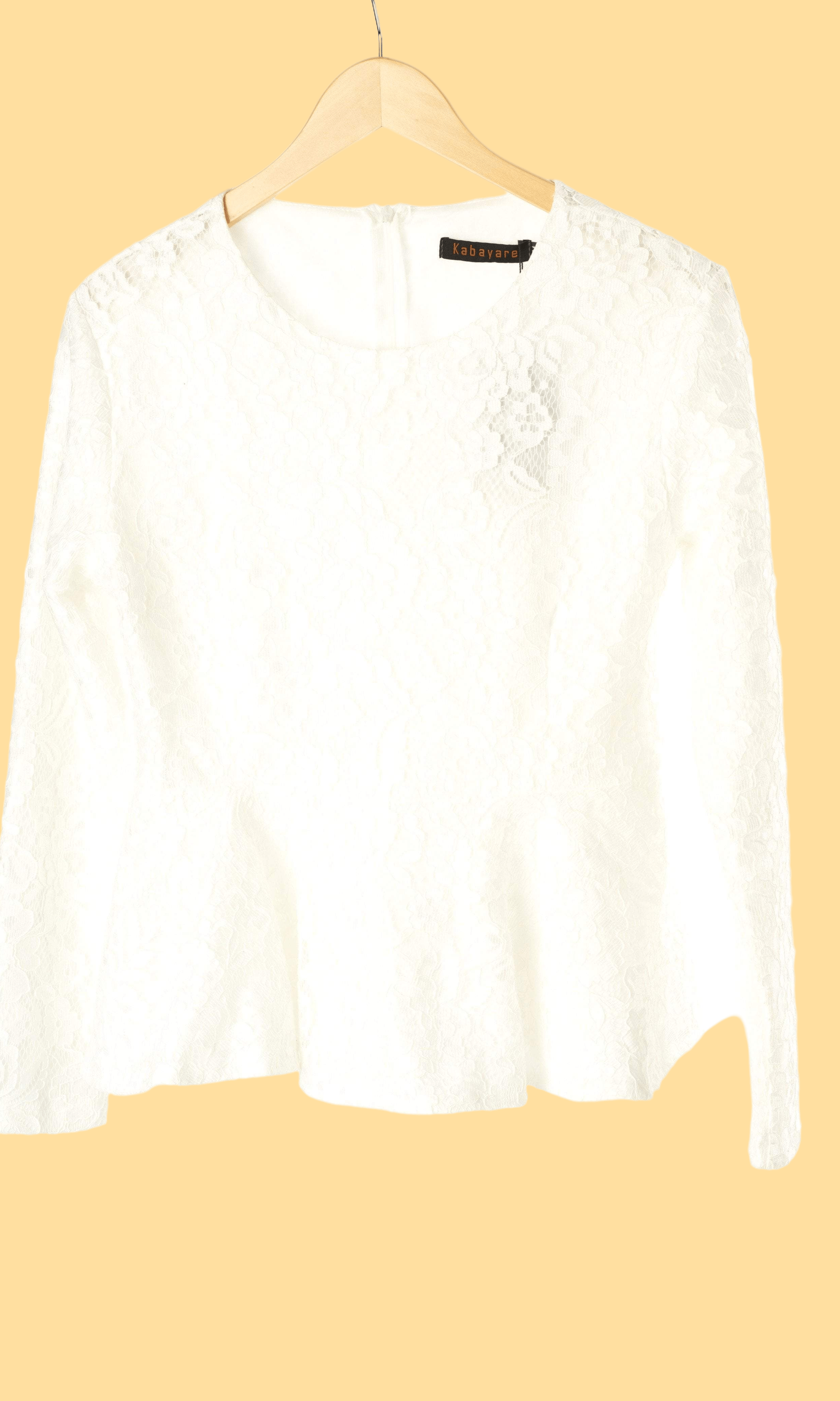 White Lace Peplum Top Kabayare