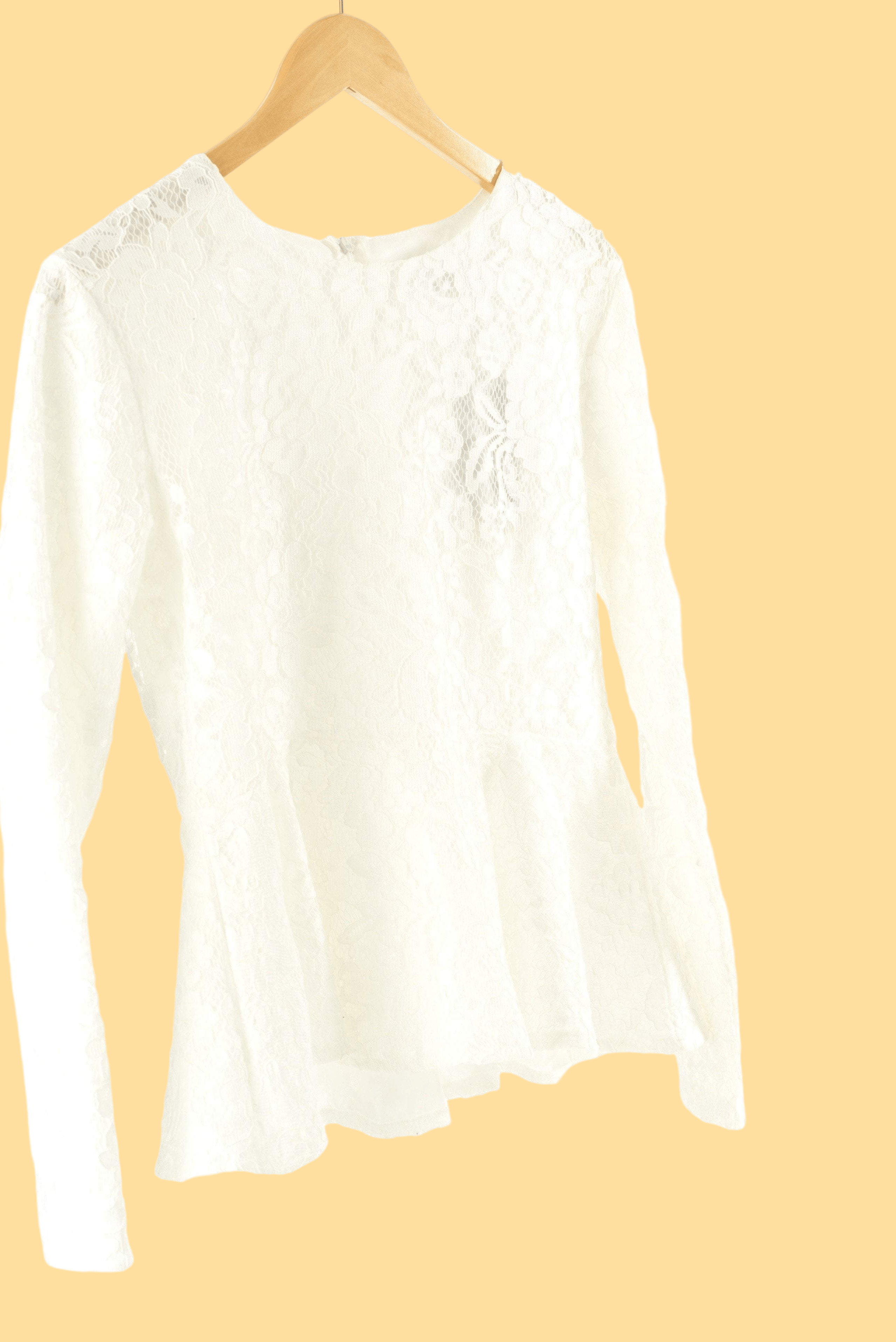 White Lace Peplum Top Kabayare