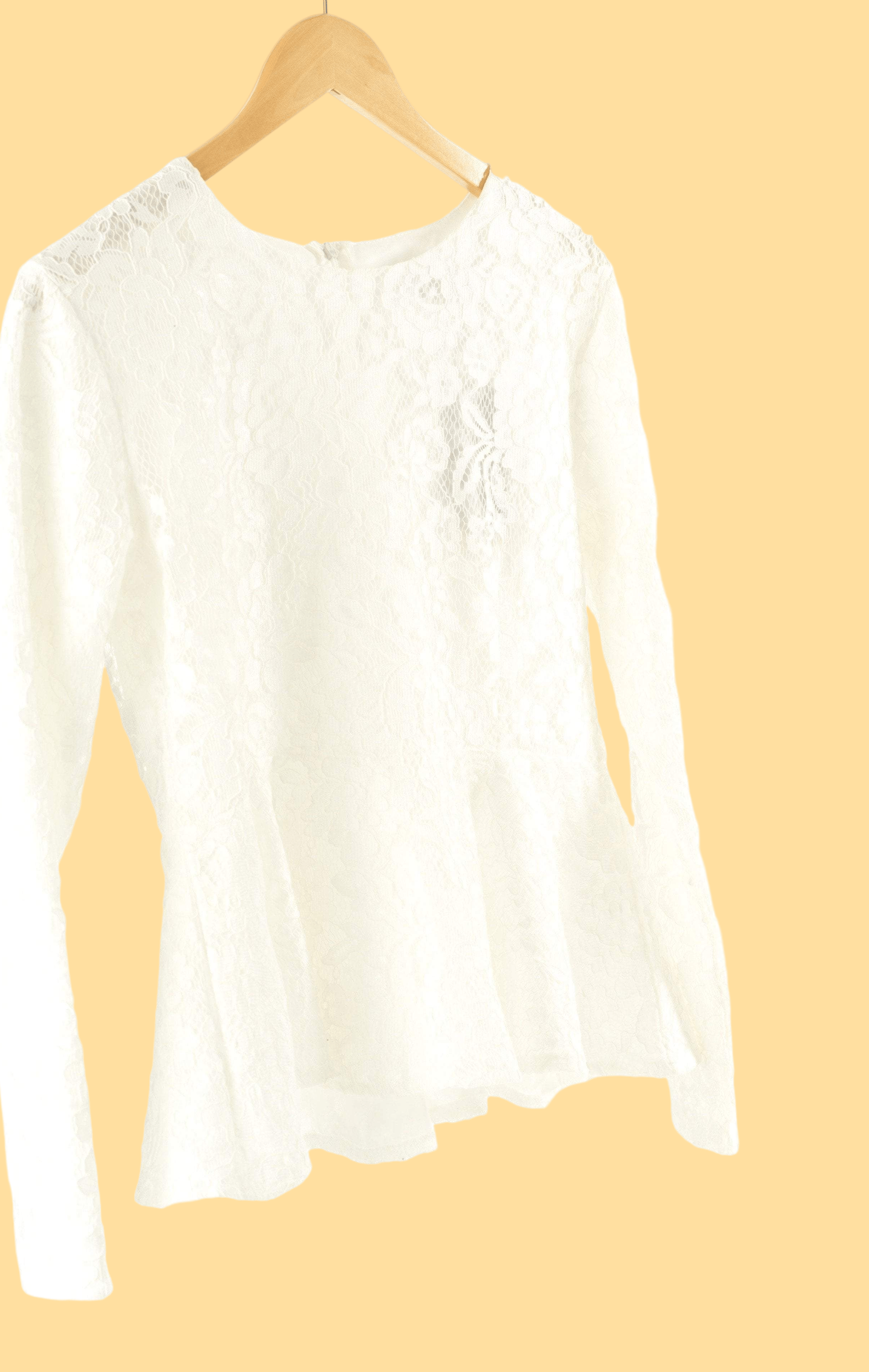 White Lace Peplum Top Kabayare