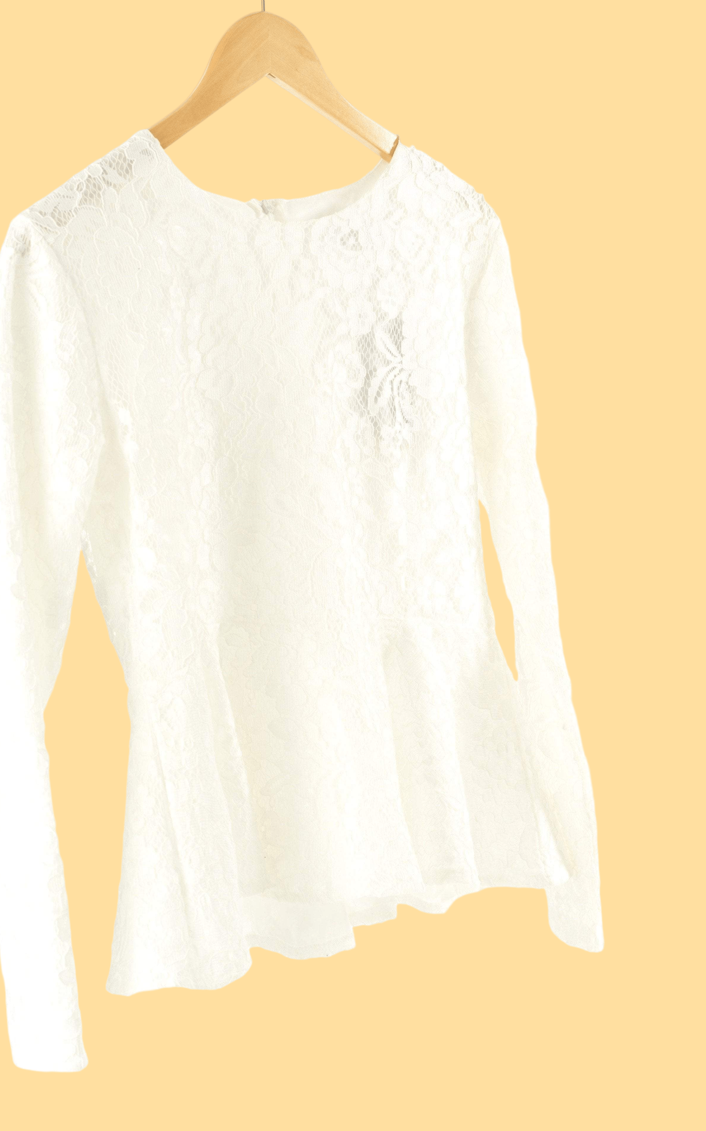 White Lace Peplum Top Kabayare