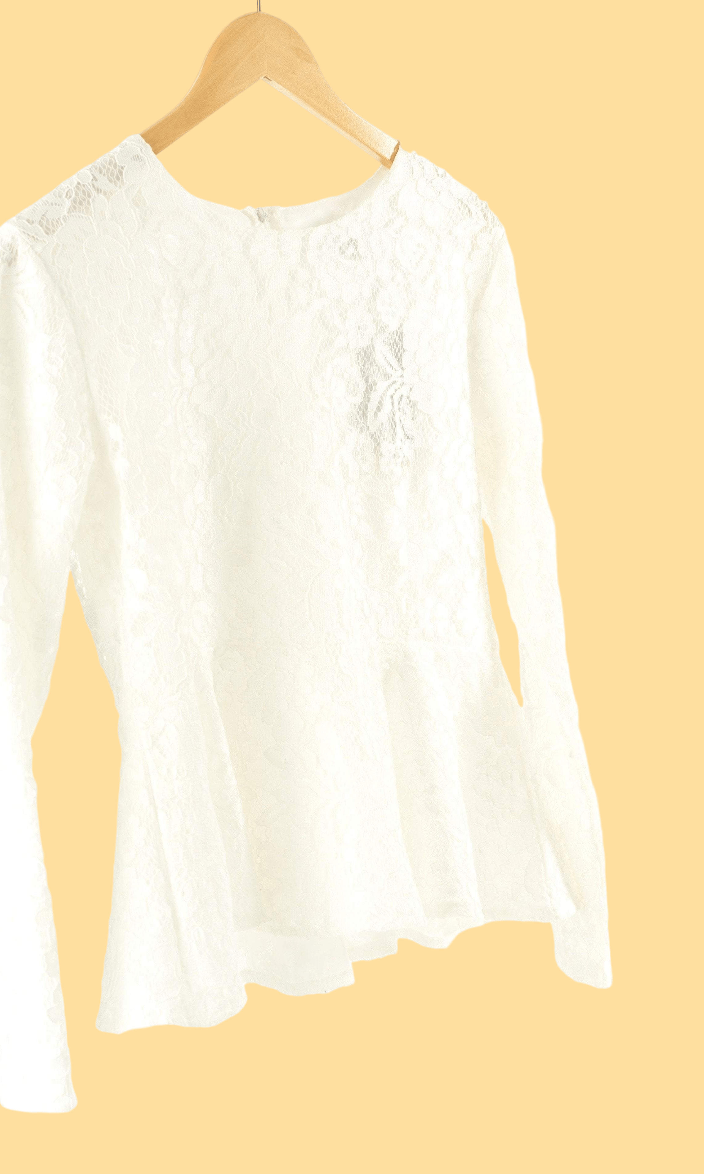 White Lace Peplum Top Kabayare