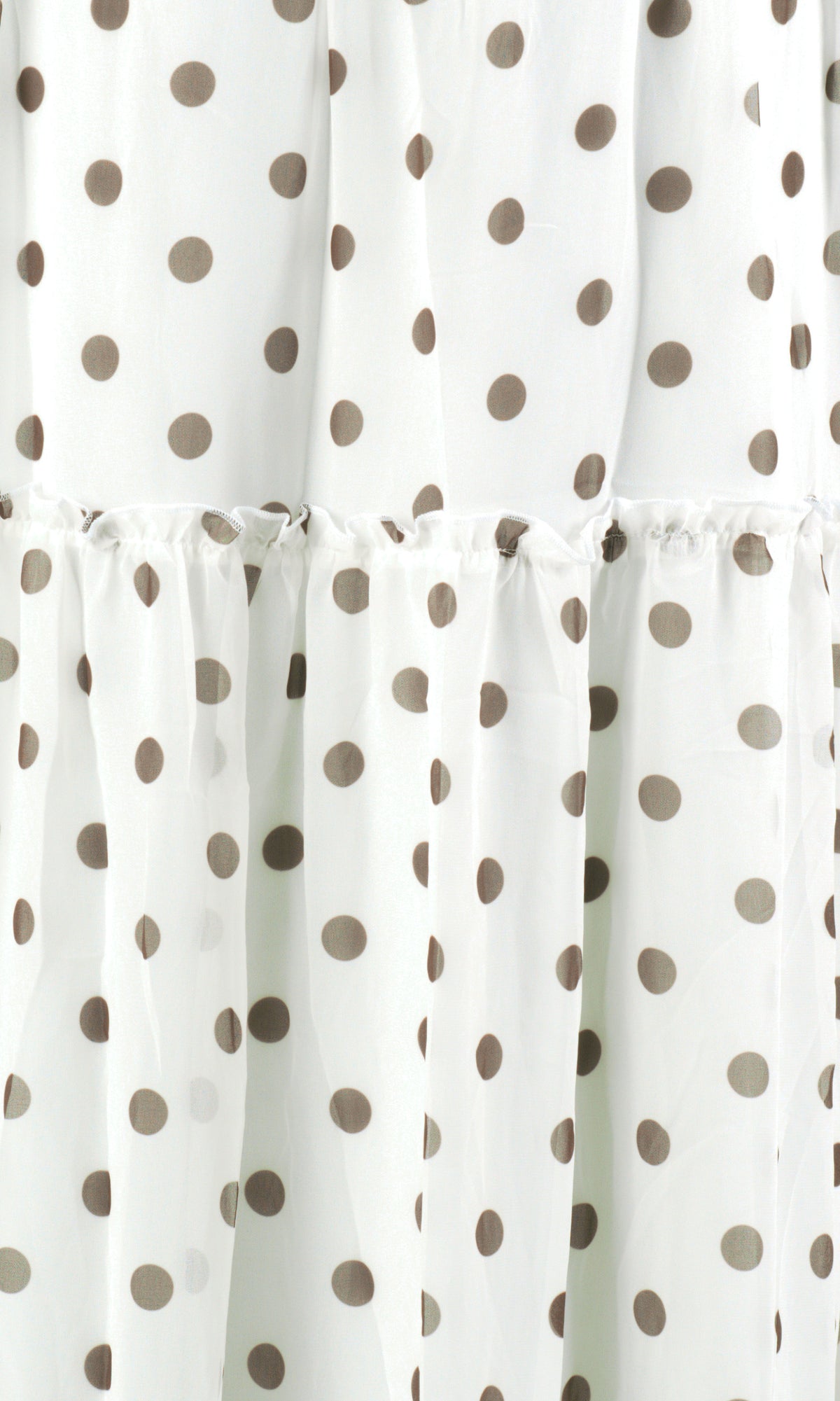 White Polka Dot Sorrento Smocked Tiered Modest Maxi Dress: tier and dot detail
