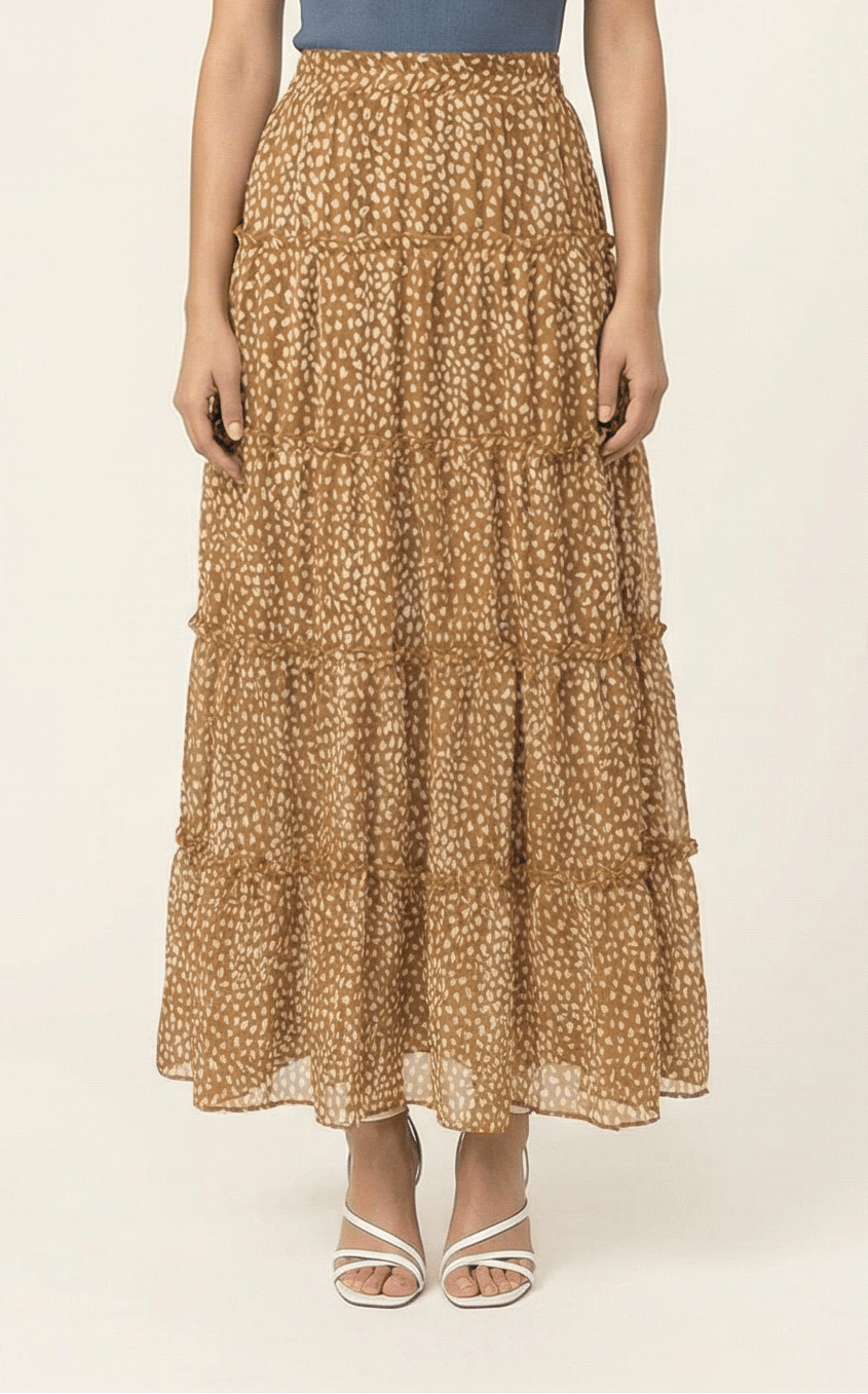 Wild cheetah tiered maxi skirt Kabayare