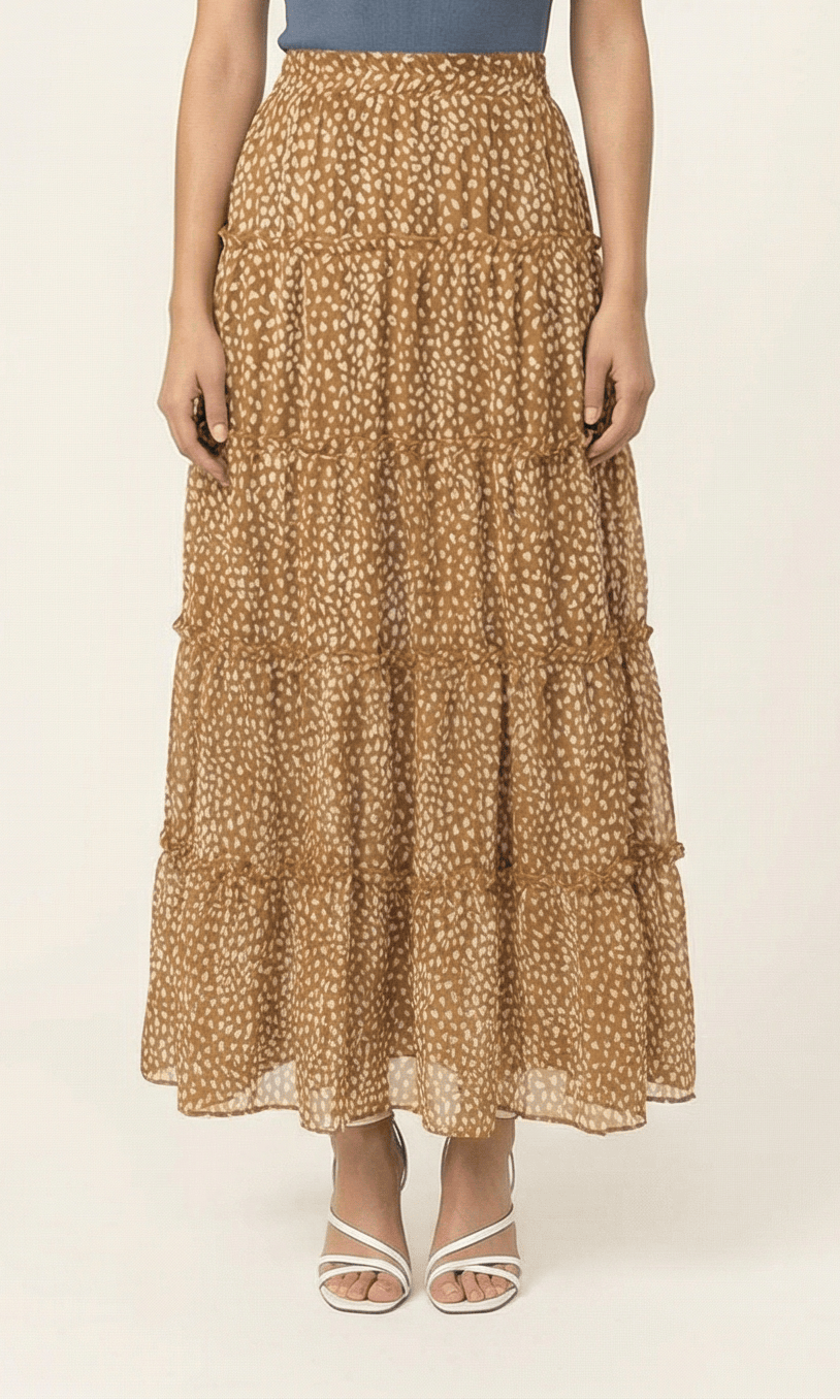Wild cheetah tiered maxi skirt Kabayare