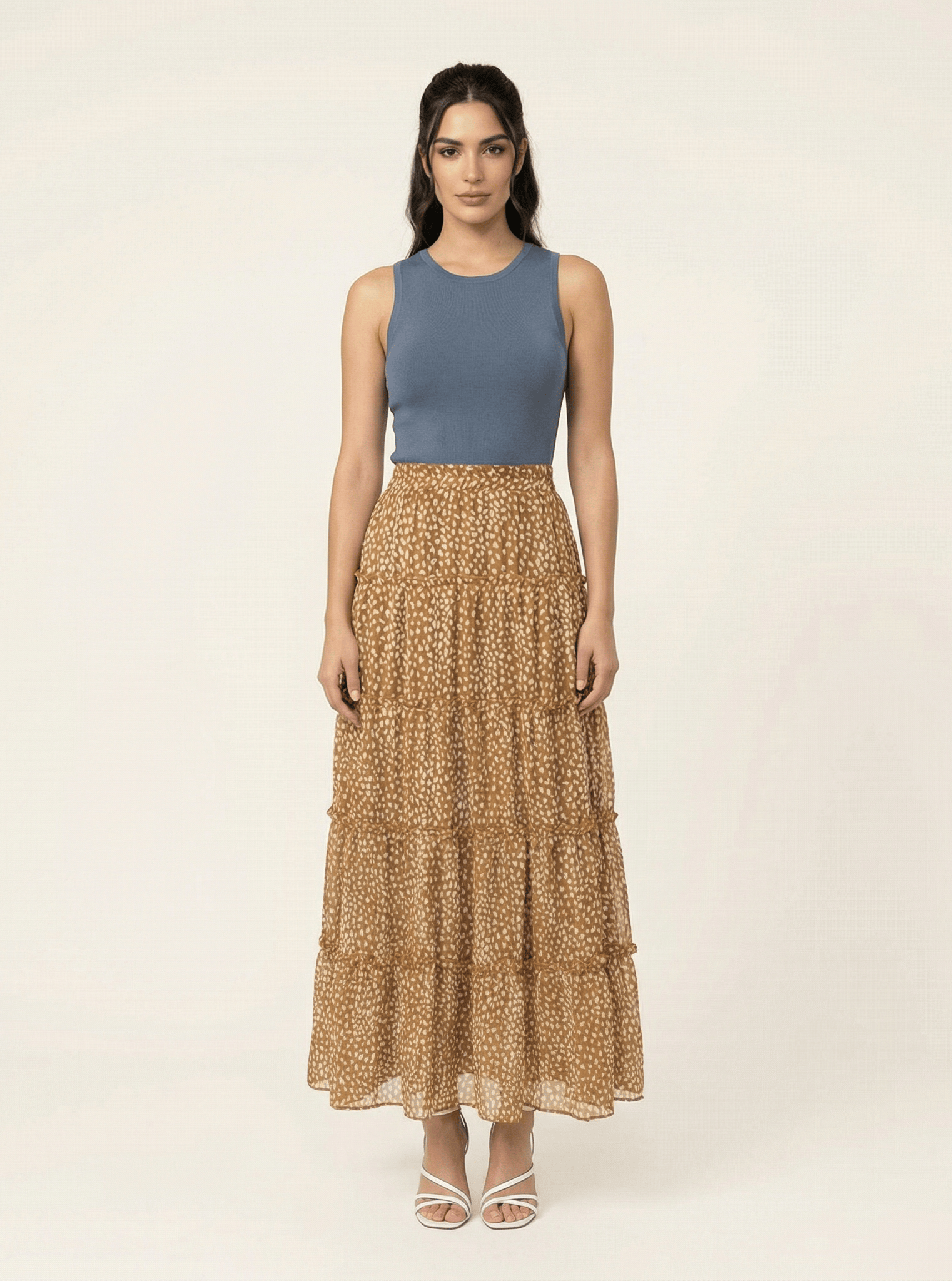 Wild cheetah tiered maxi skirt Kabayare