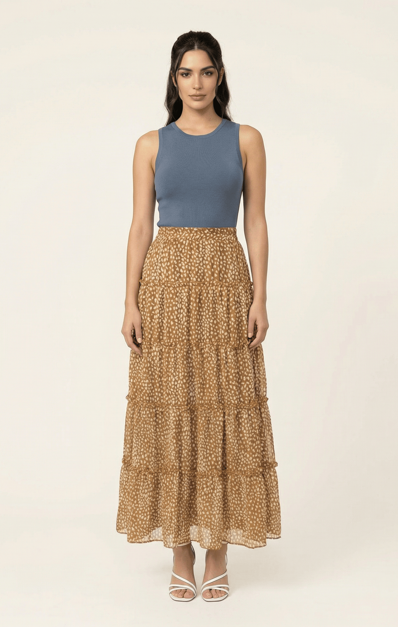 Wild cheetah tiered maxi skirt Kabayare