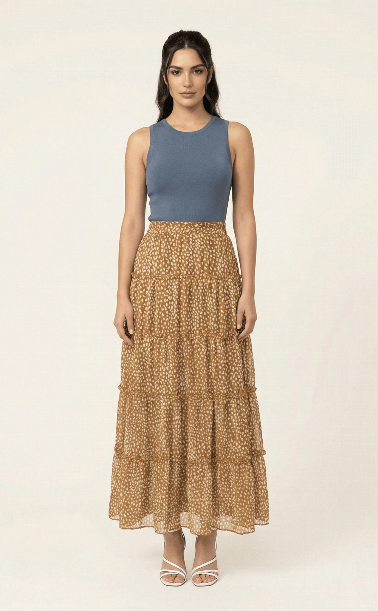 Wild cheetah tiered maxi skirt Kabayare