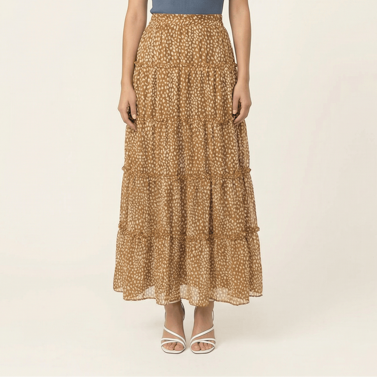 Wild cheetah tiered maxi skirt Kabayare