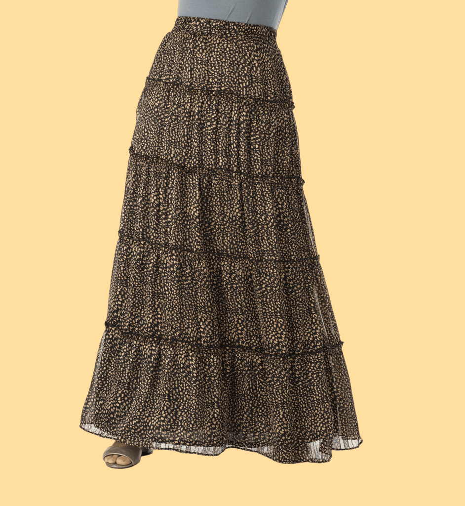 Wild cheetah tiered maxi skirt Kabayare