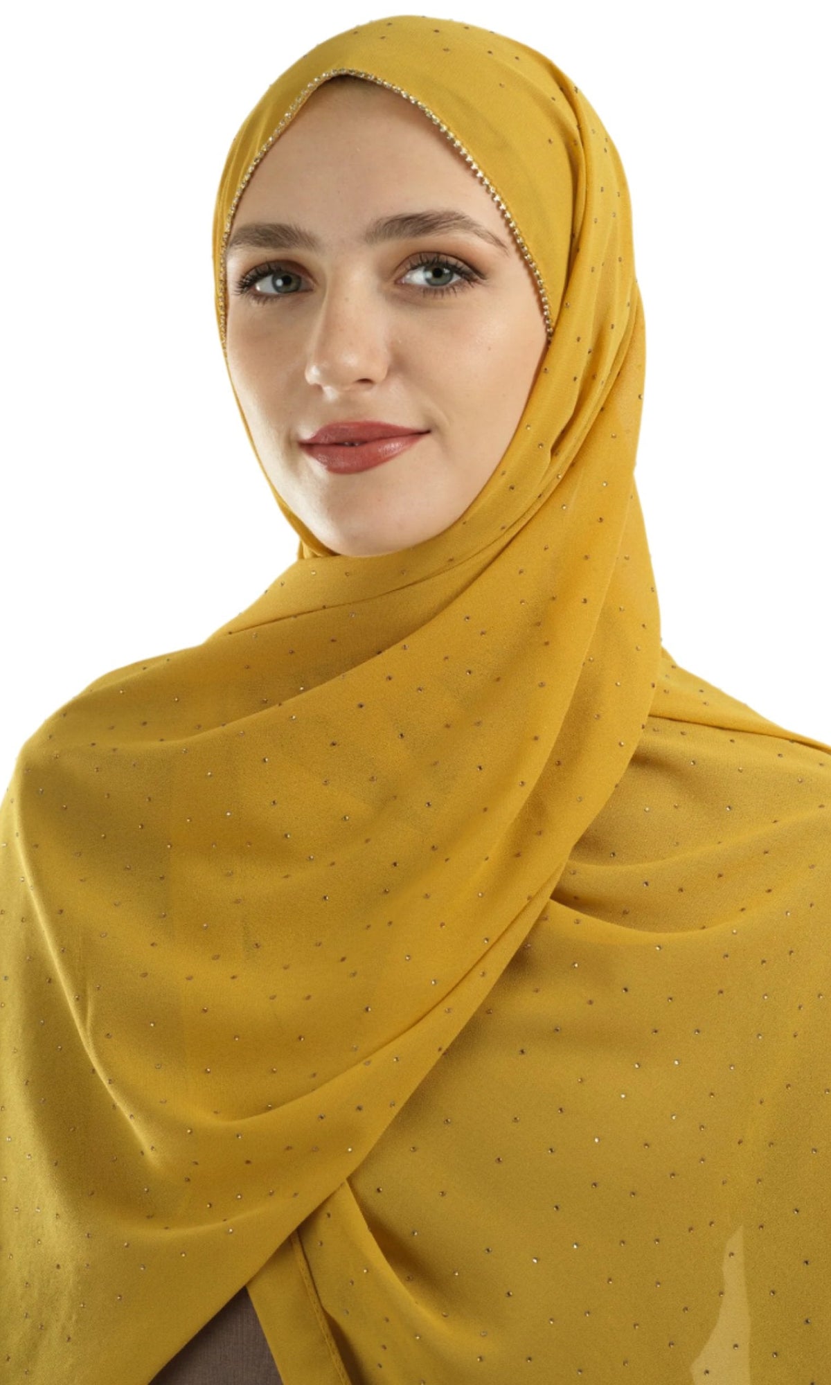 Yellow Glamour chiffon hijab Kabayare
