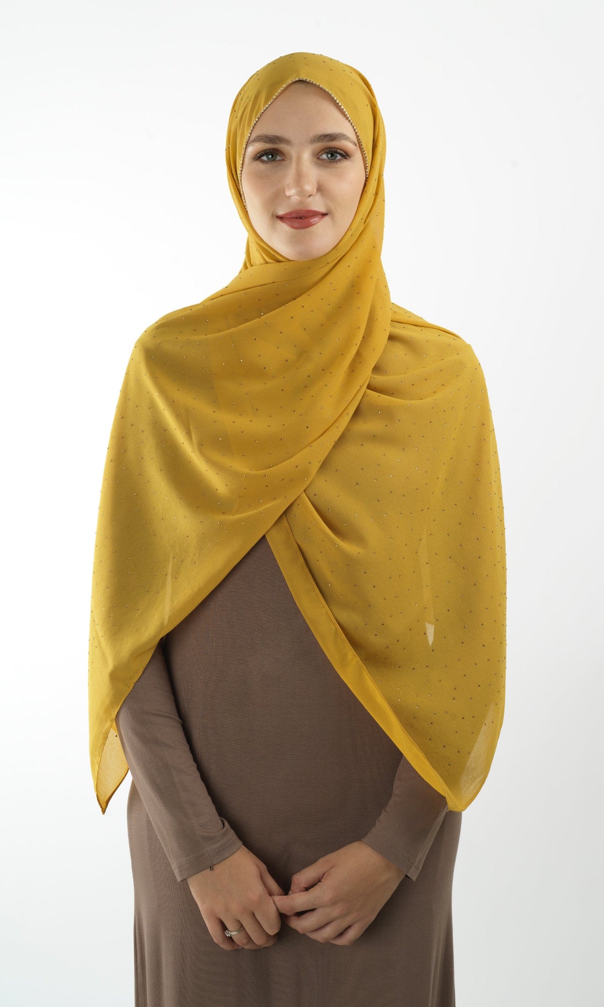 Yellow Glamour chiffon hijab Kabayare