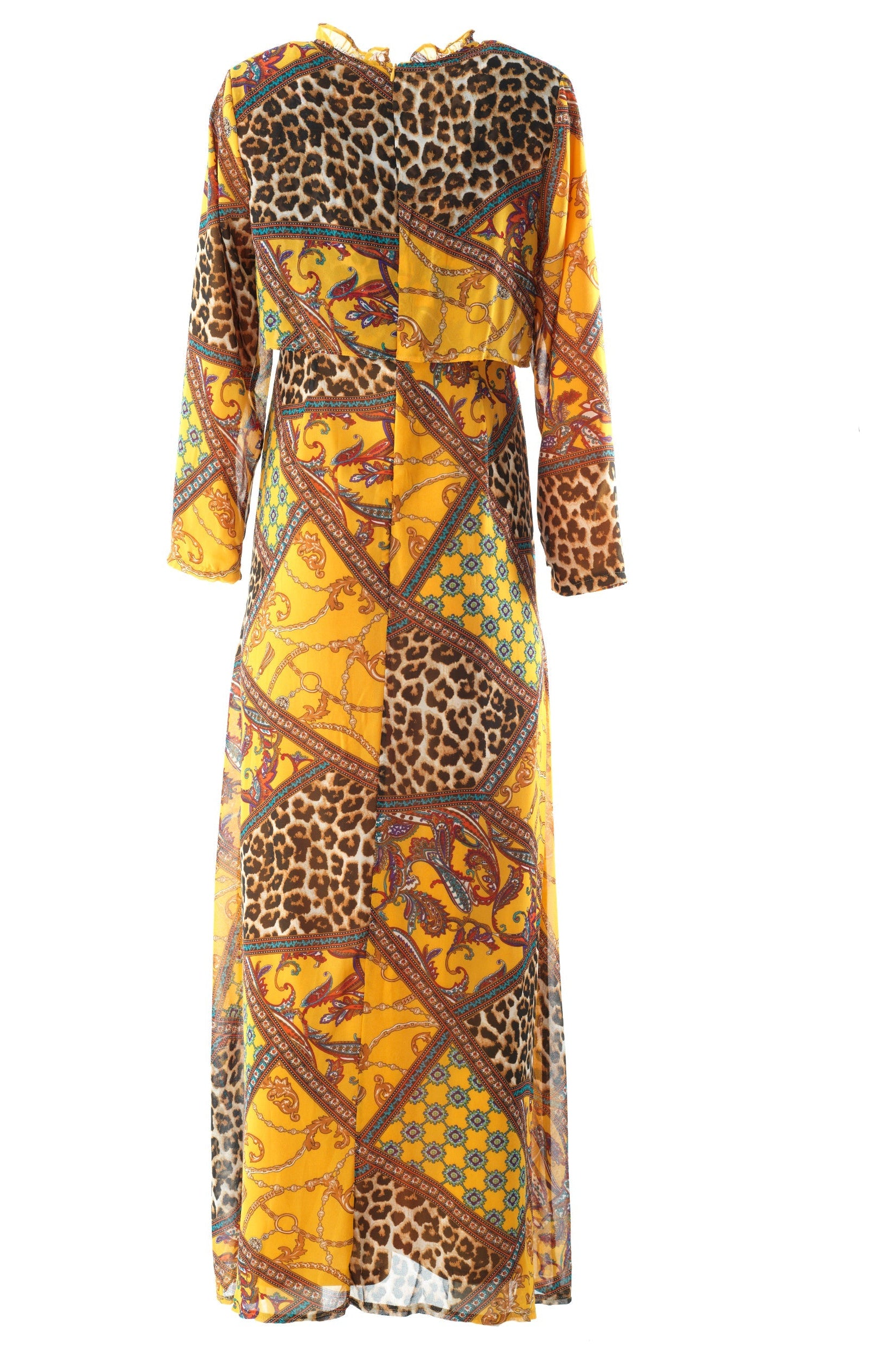 yellow mix media print maxi dress Kabayare