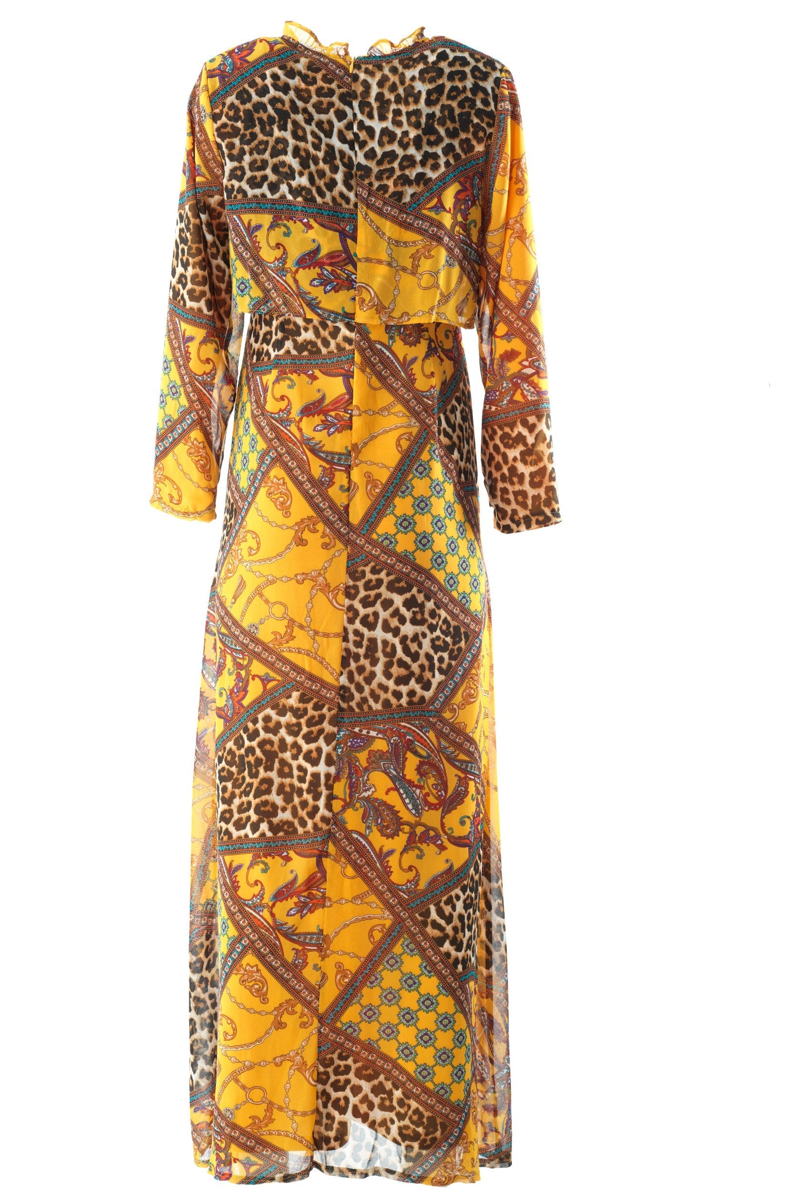 yellow mix media print maxi dress Kabayare