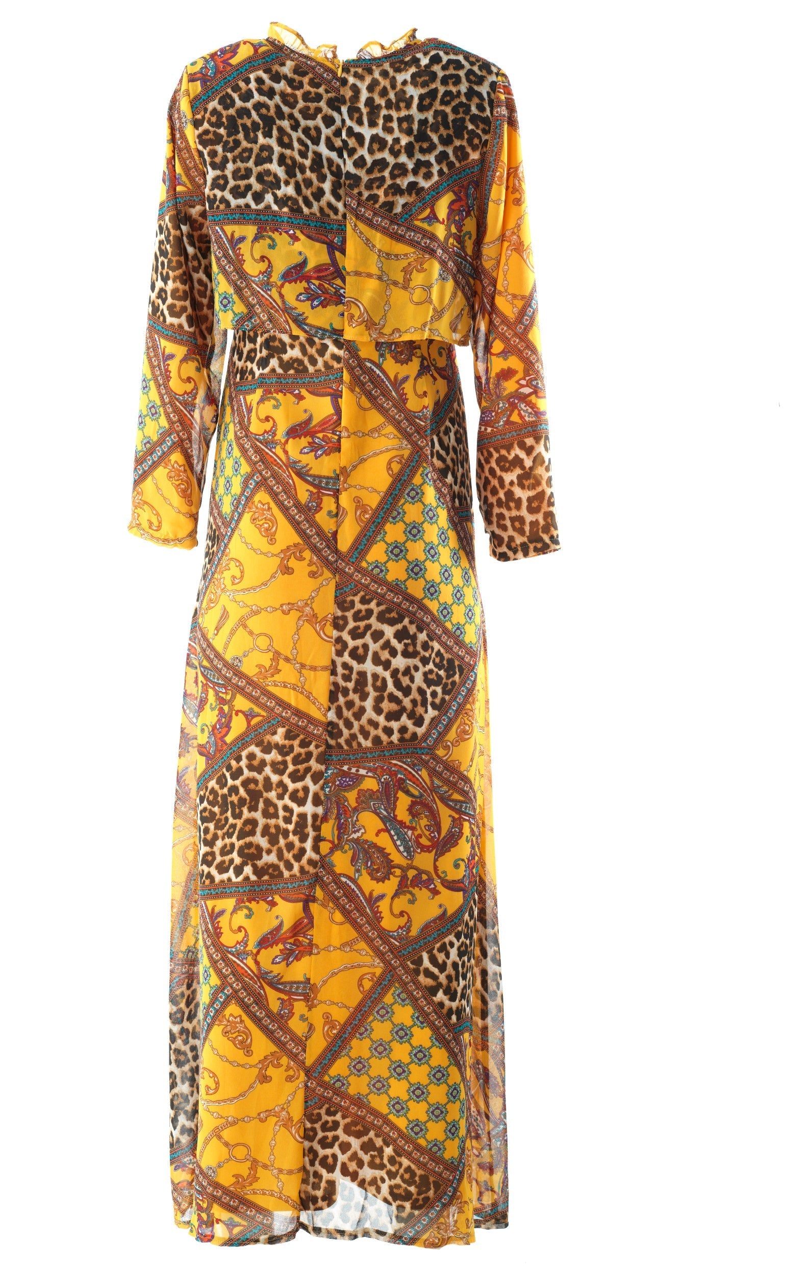 yellow mix media print maxi dress Kabayare