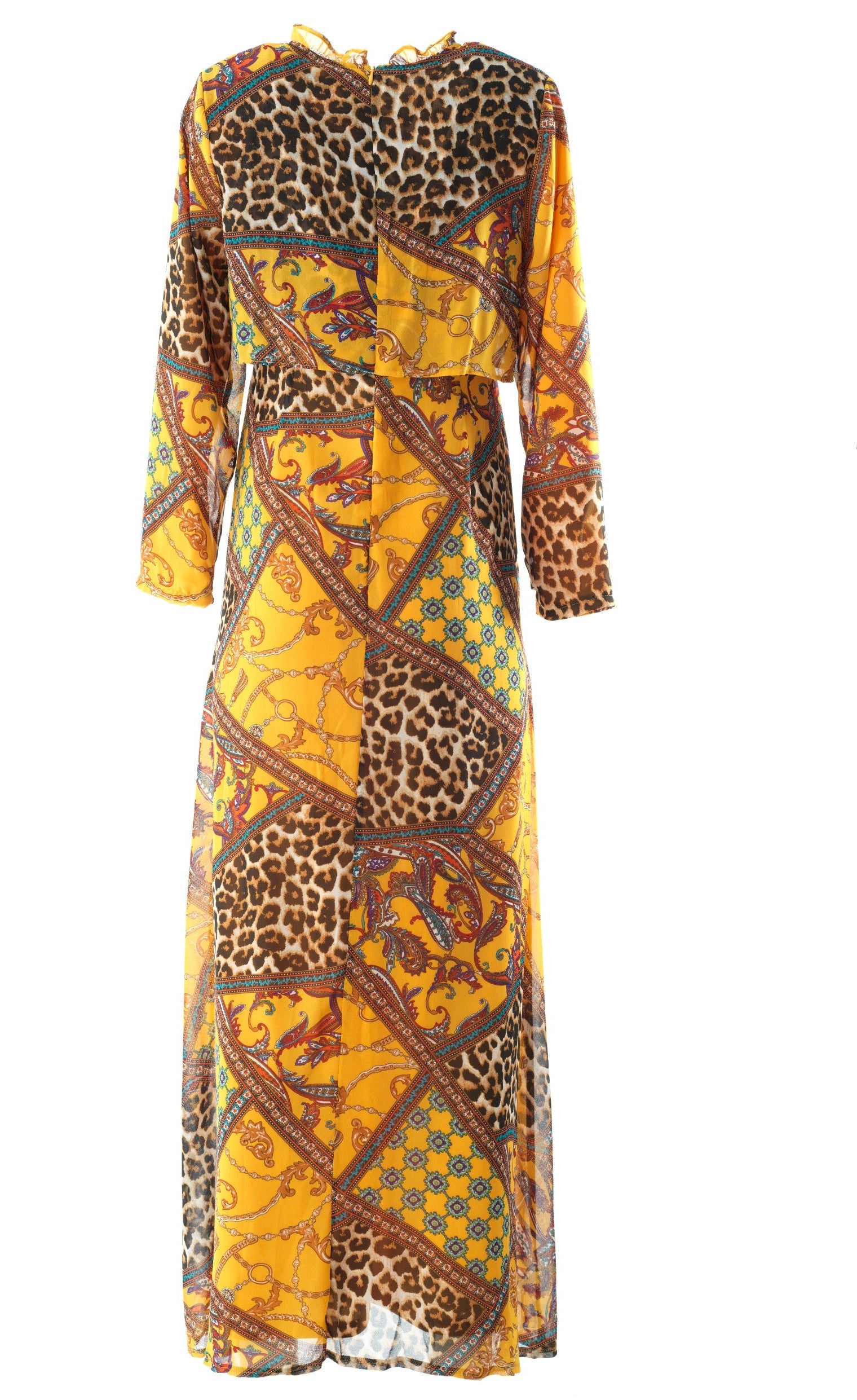 yellow mix media print maxi dress Kabayare