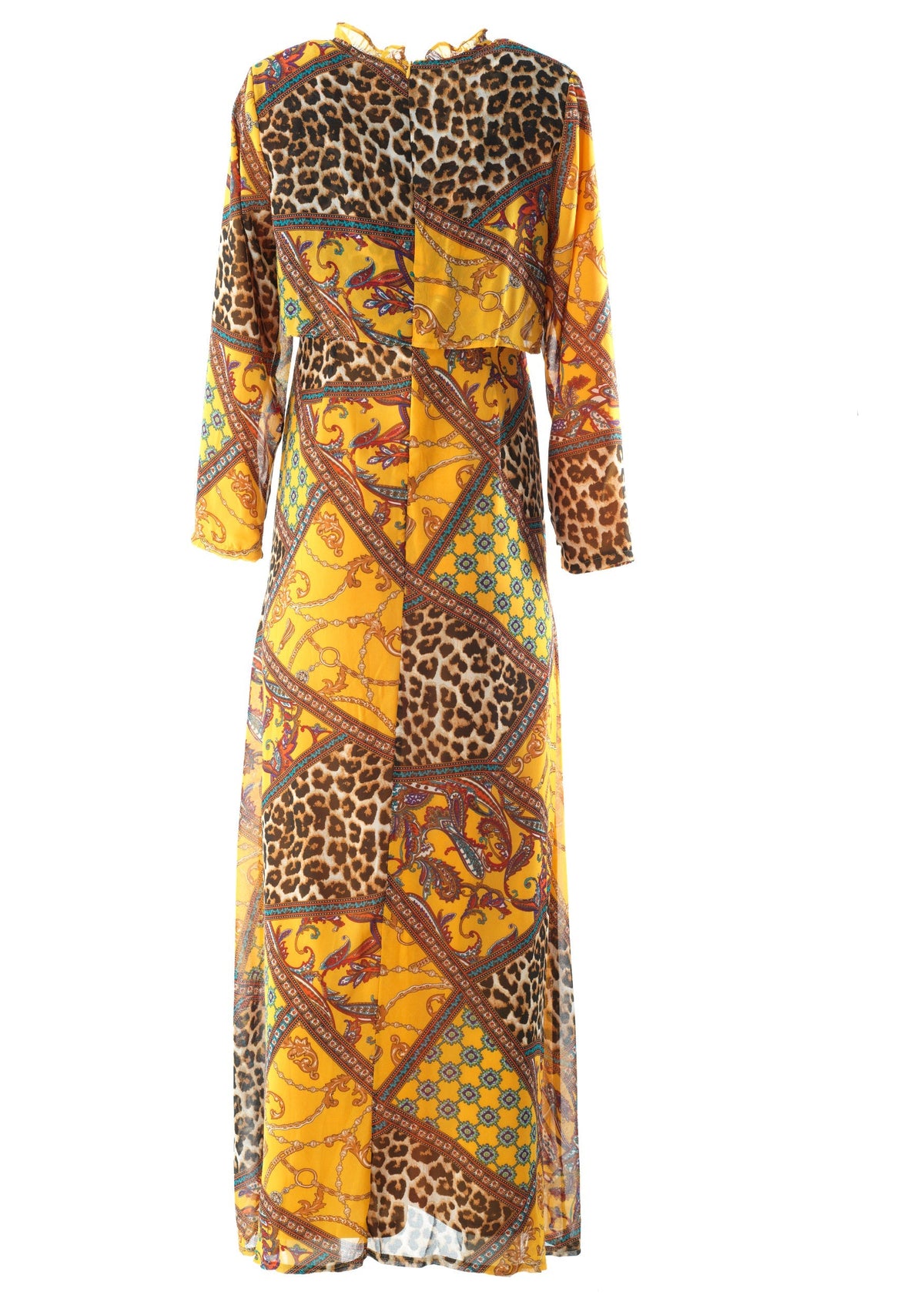 yellow mix media print maxi dress Kabayare