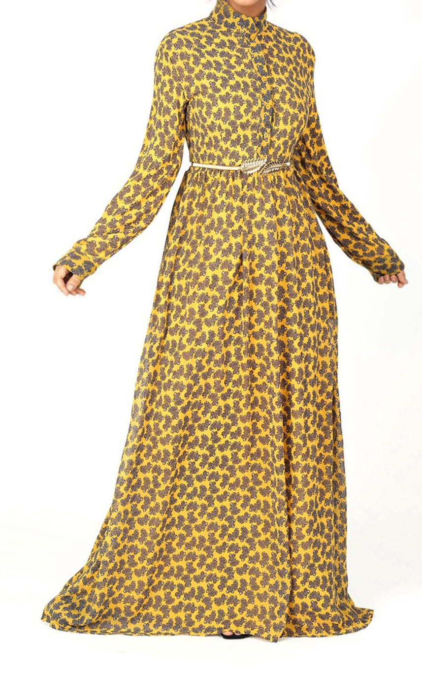 Yellow paisley print maxi dress Kabayare
