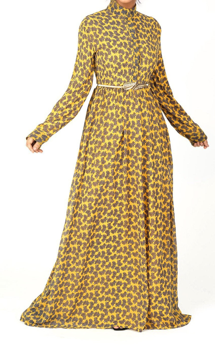 Yellow paisley print maxi dress Kabayare