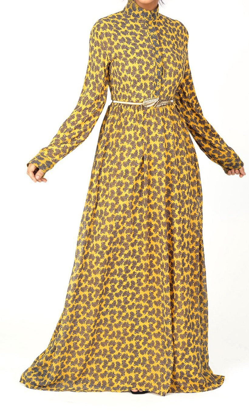 Yellow paisley print maxi dress Kabayare