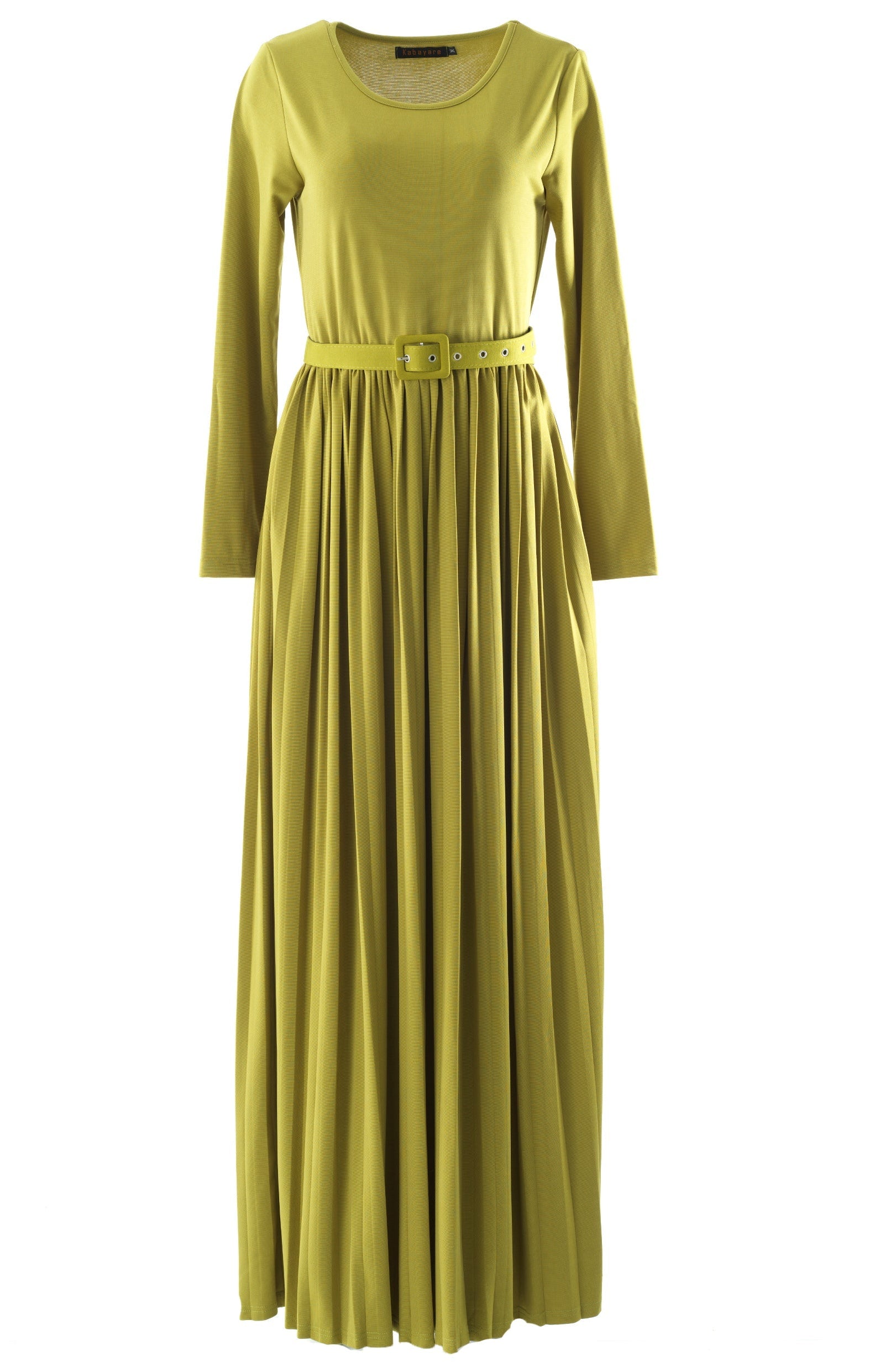 Zaytoon Olive pleated ponti di roma maxi dress Kabayare