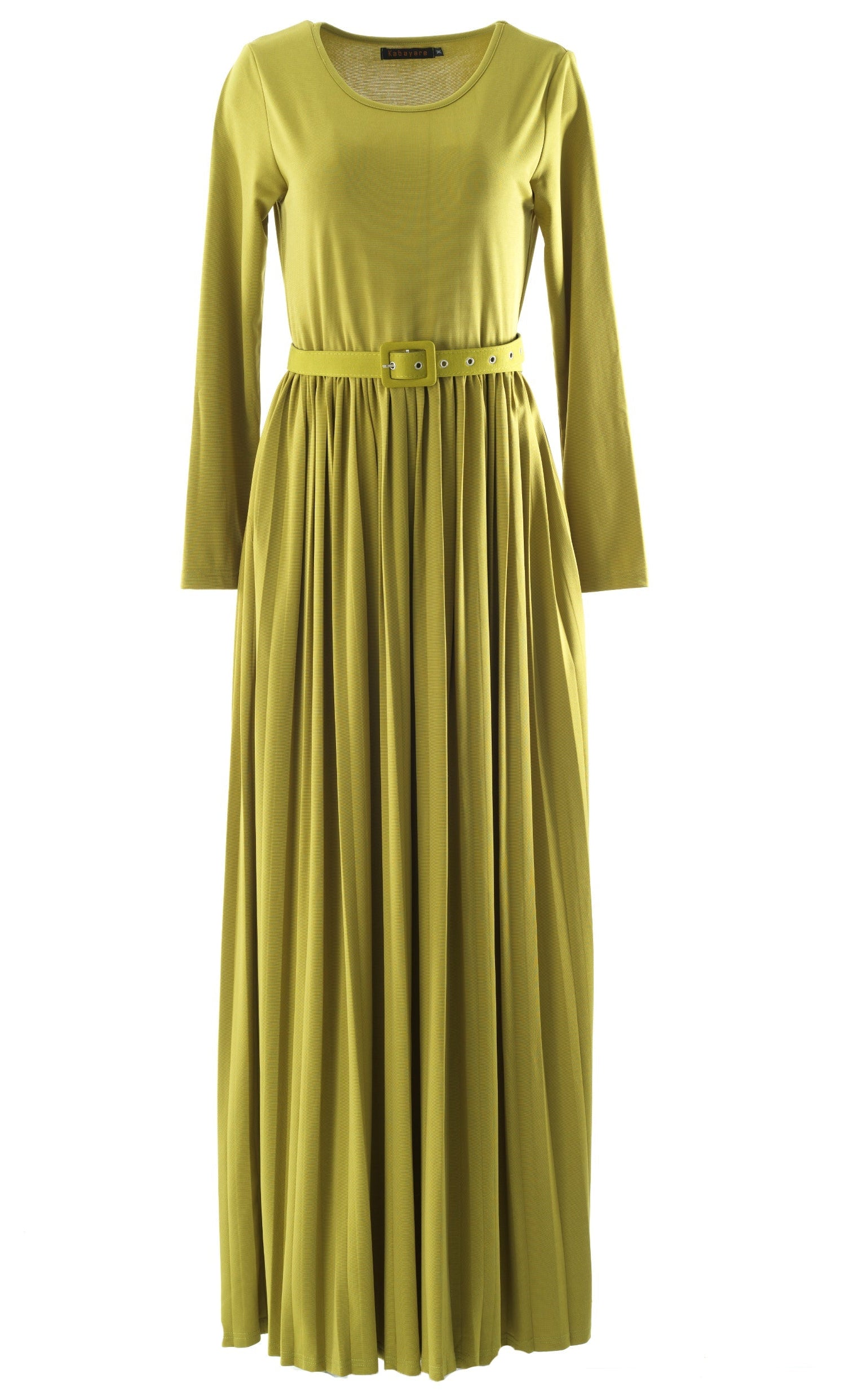 Zaytoon Olive pleated ponti di roma maxi dress Kabayare