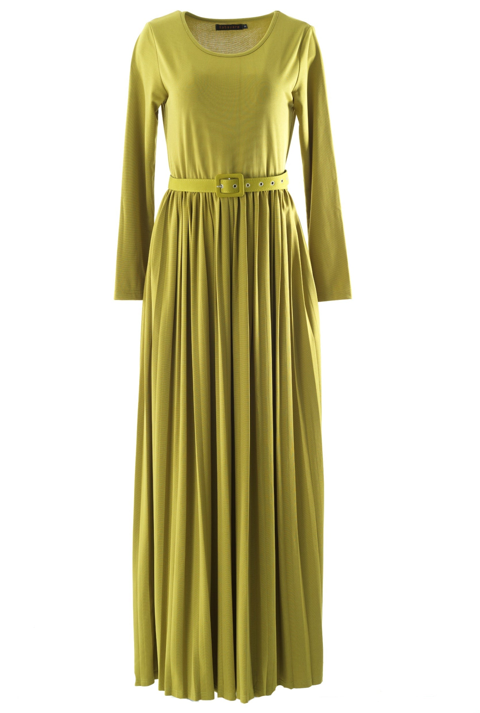 Zaytoon Olive pleated ponti di roma maxi dress Kabayare