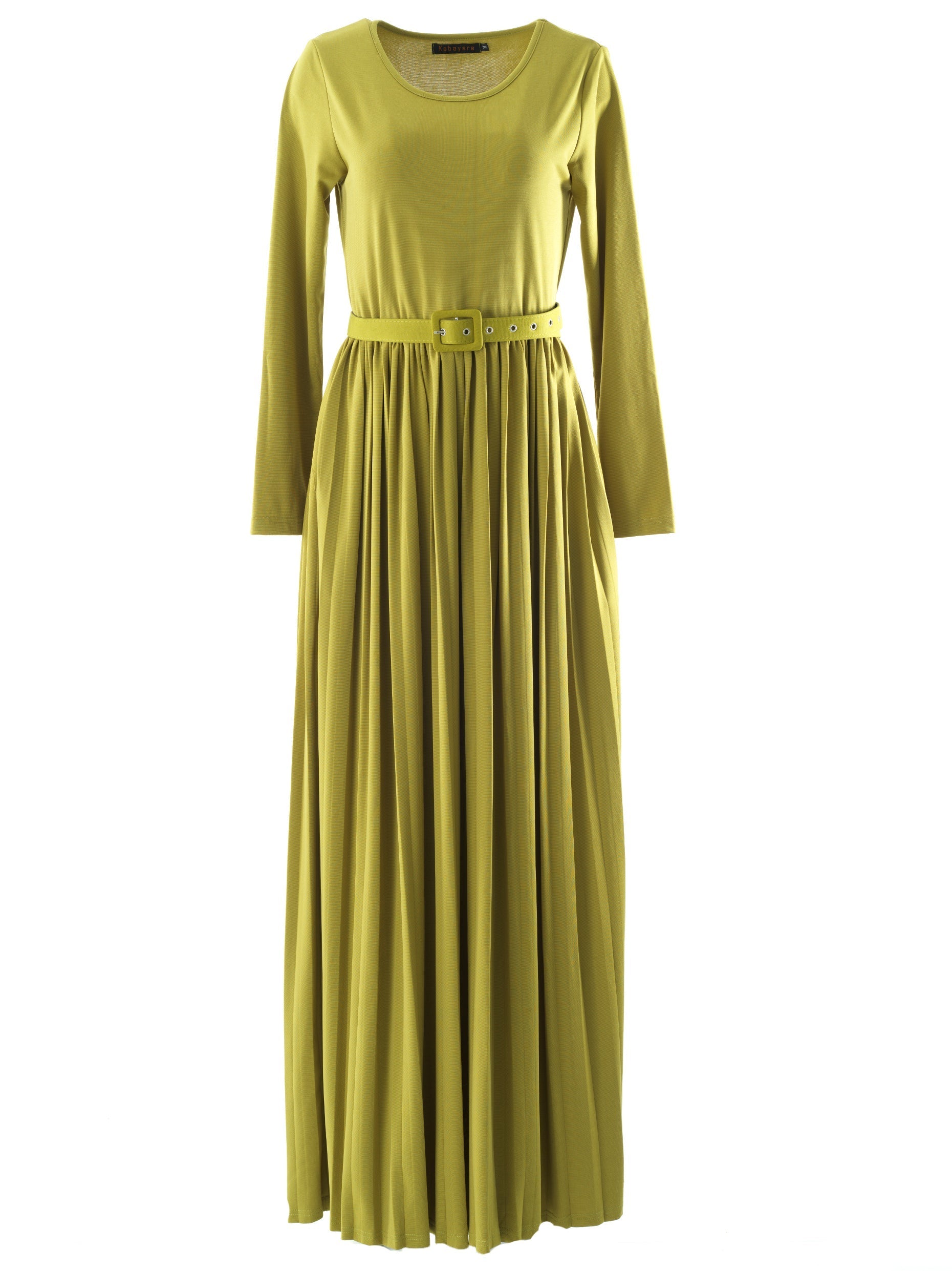 Zaytoon Olive pleated ponti di roma maxi dress Kabayare