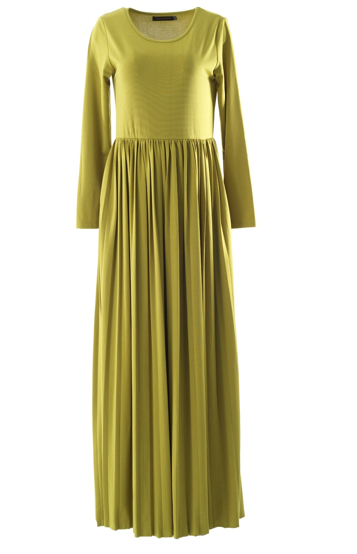 Zaytoon Olive pleated ponti di roma maxi dress Kabayare