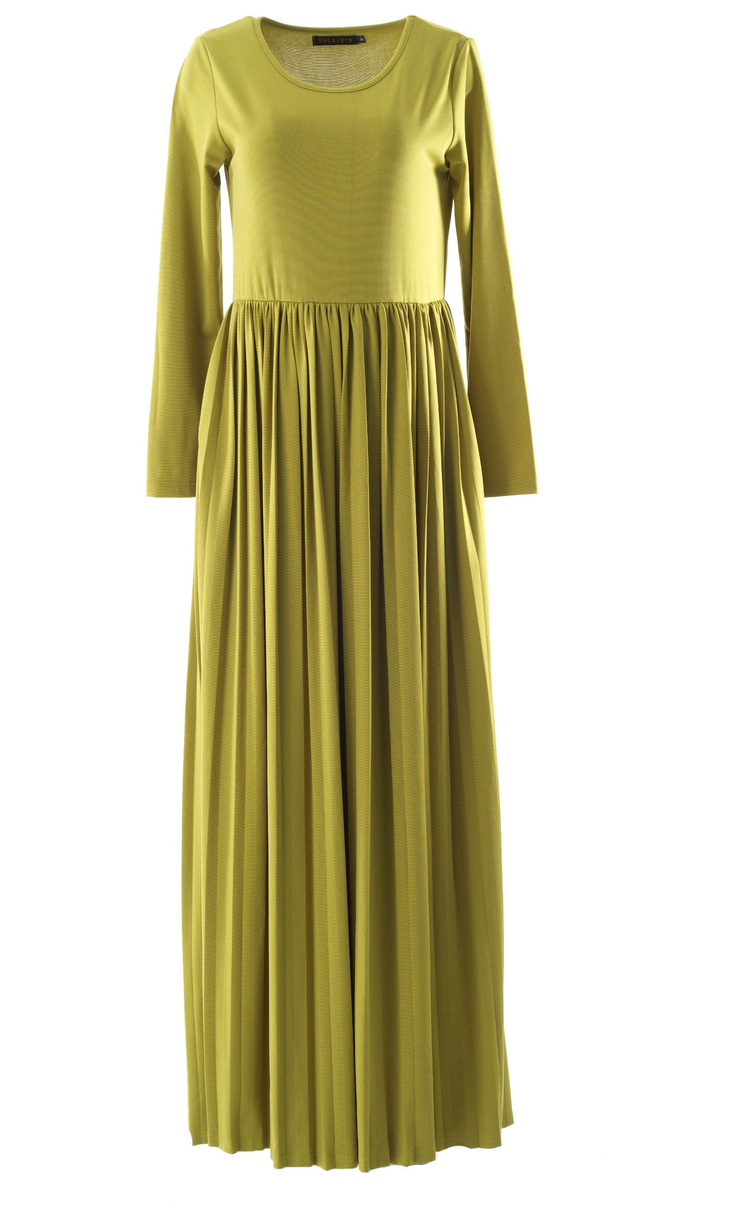 Zaytoon Olive pleated ponti di roma maxi dress Kabayare