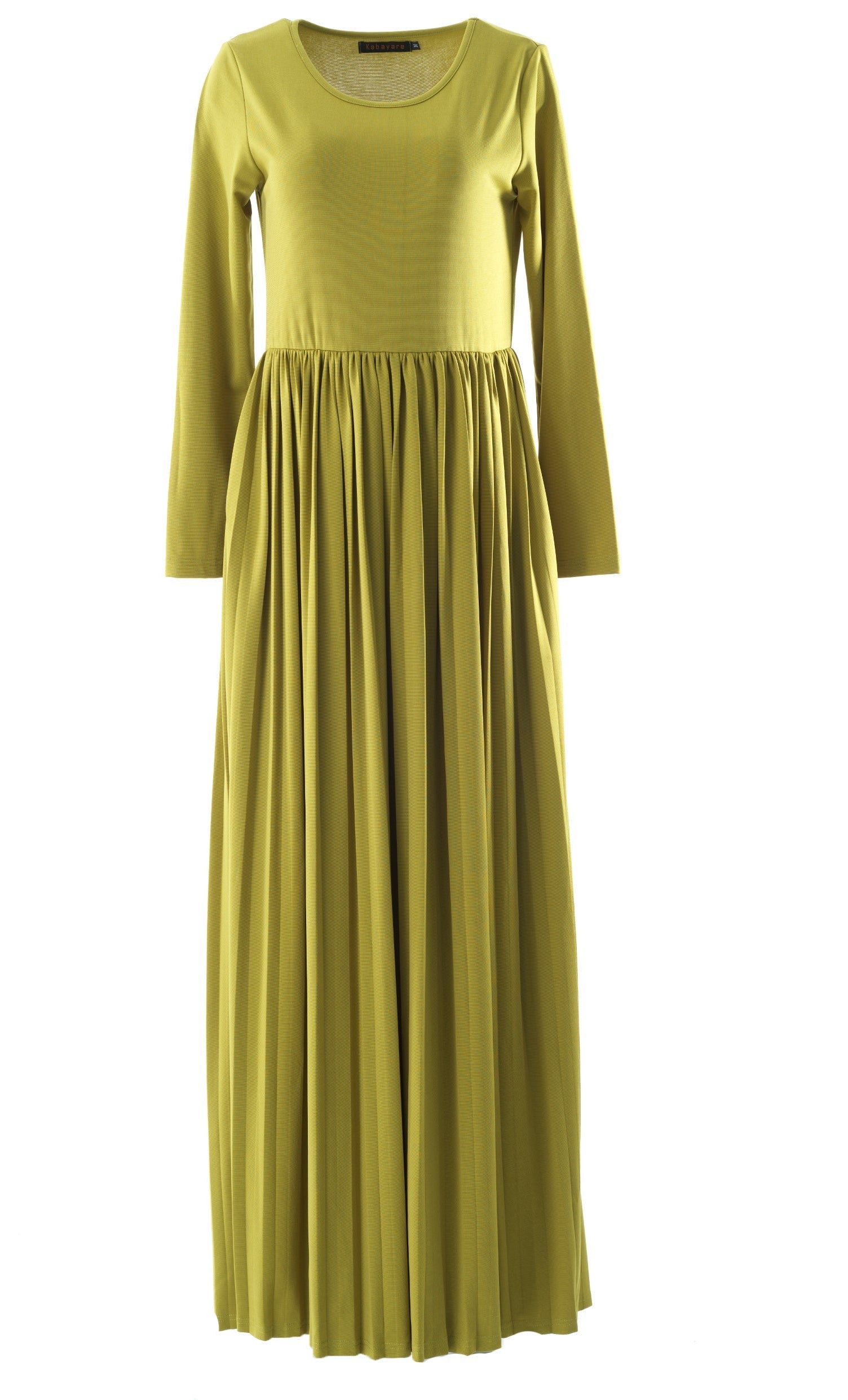 Zaytoon Olive pleated ponti di roma maxi dress Kabayare