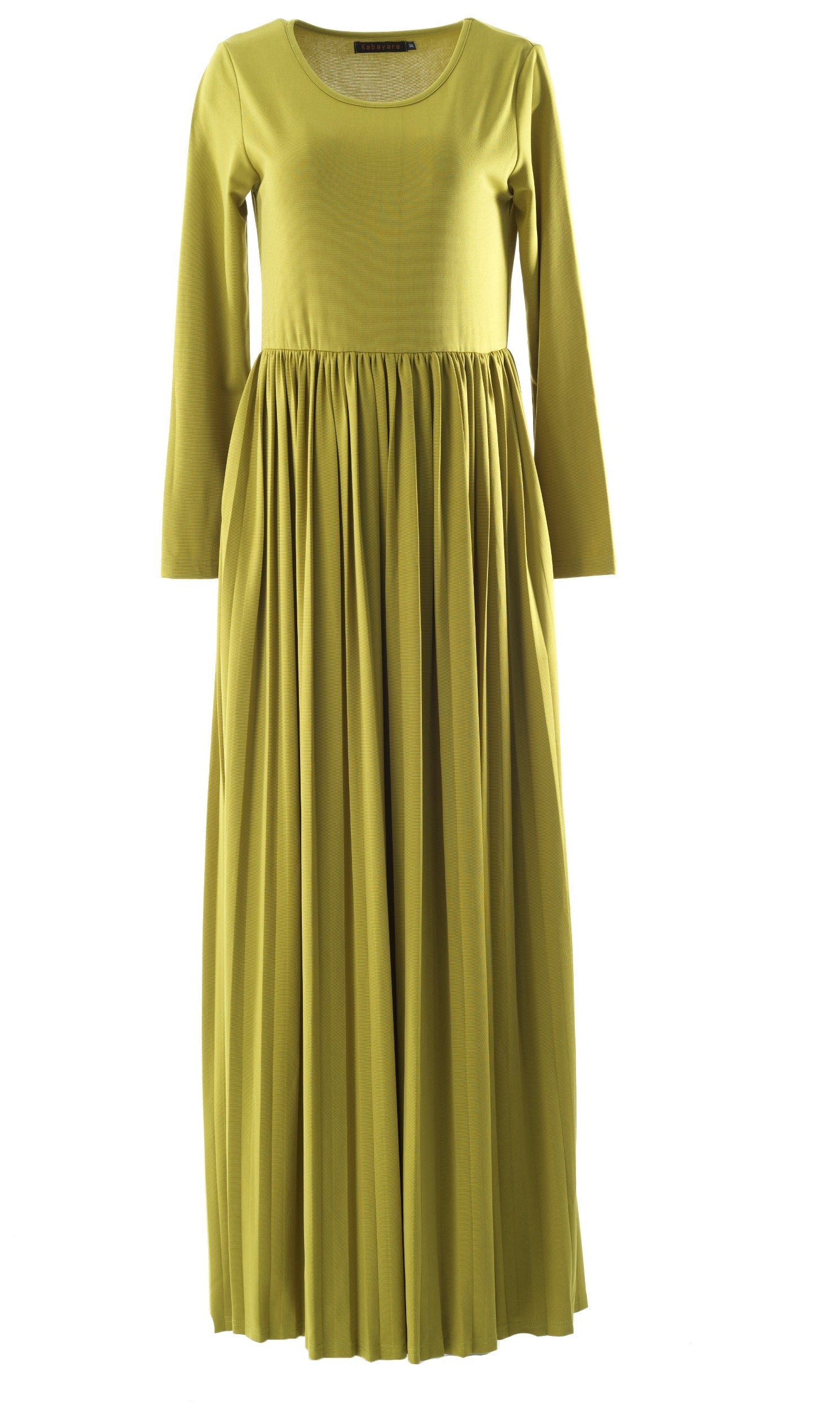 Zaytoon Olive pleated ponti di roma maxi dress Kabayare