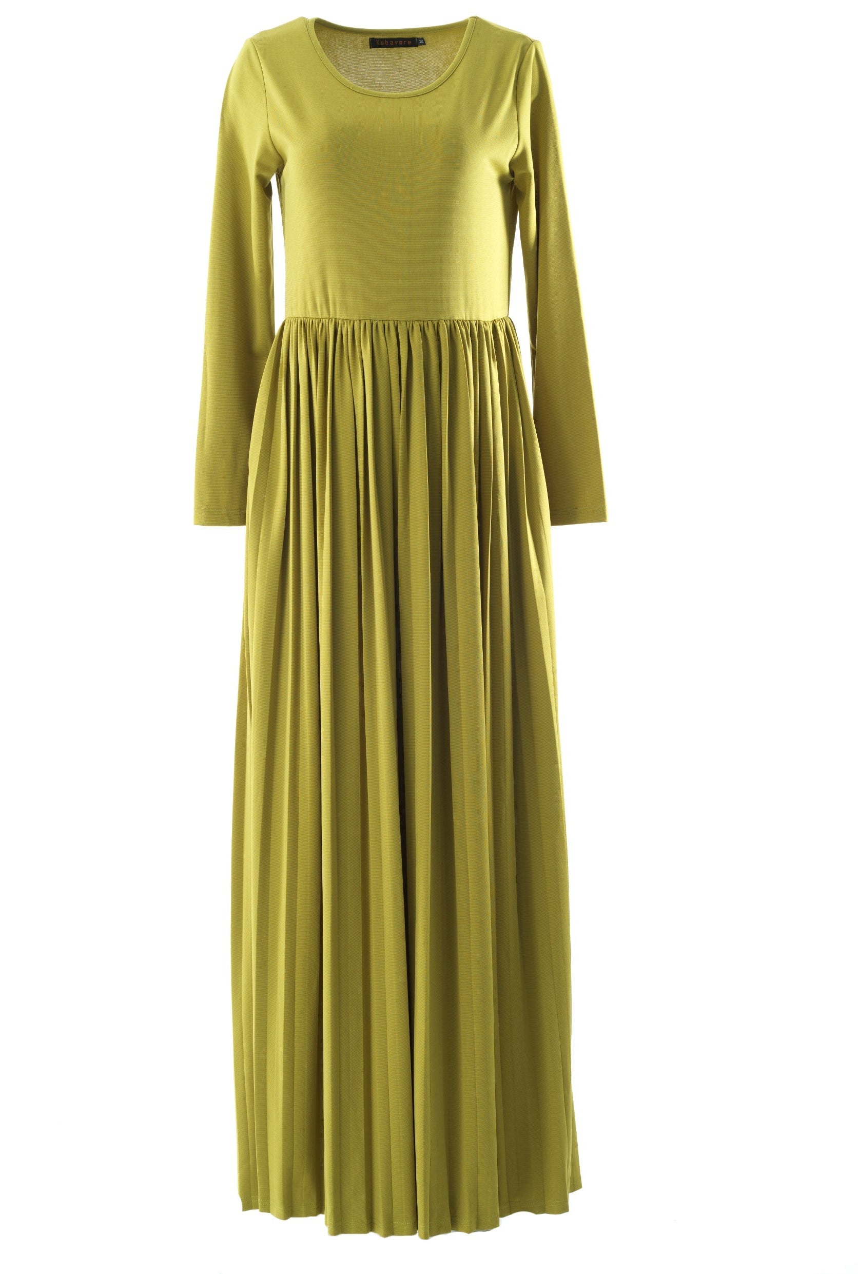 Zaytoon Olive pleated ponti di roma maxi dress Kabayare