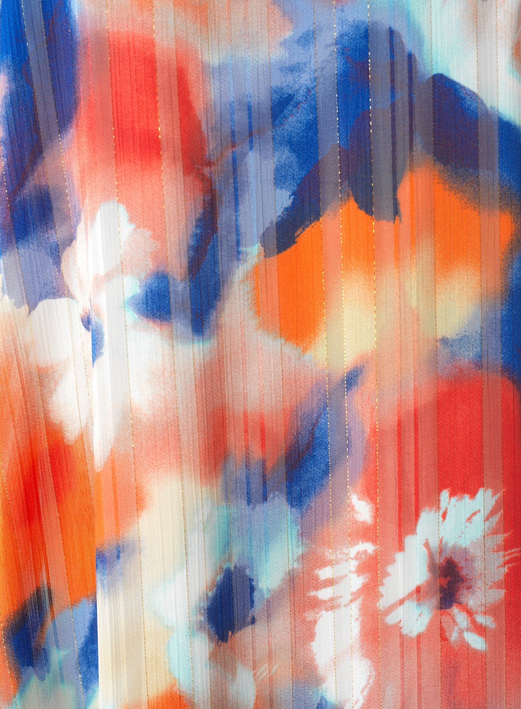 Zohra Blue and red tone silk chiffon shimmer kaftan abaya Kabayare