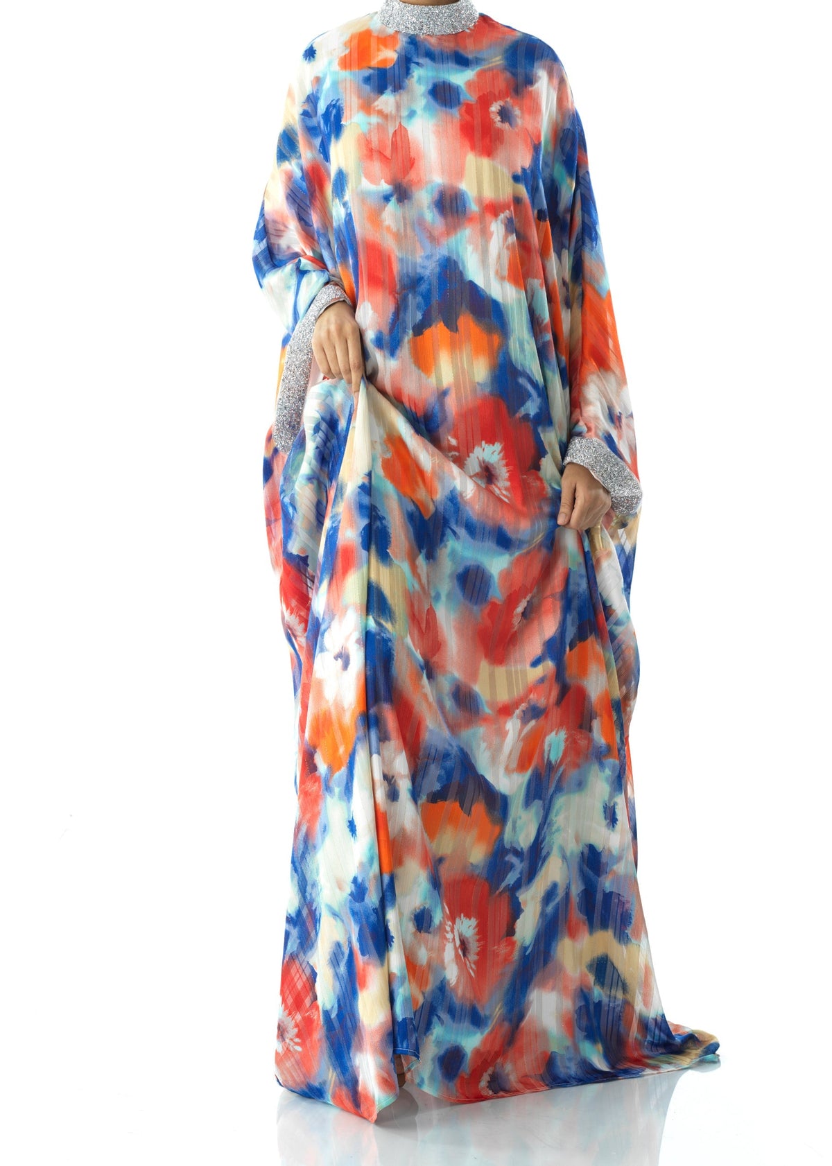 Zohra Blue tone silk chiffon kaftan abaya Kabayare
